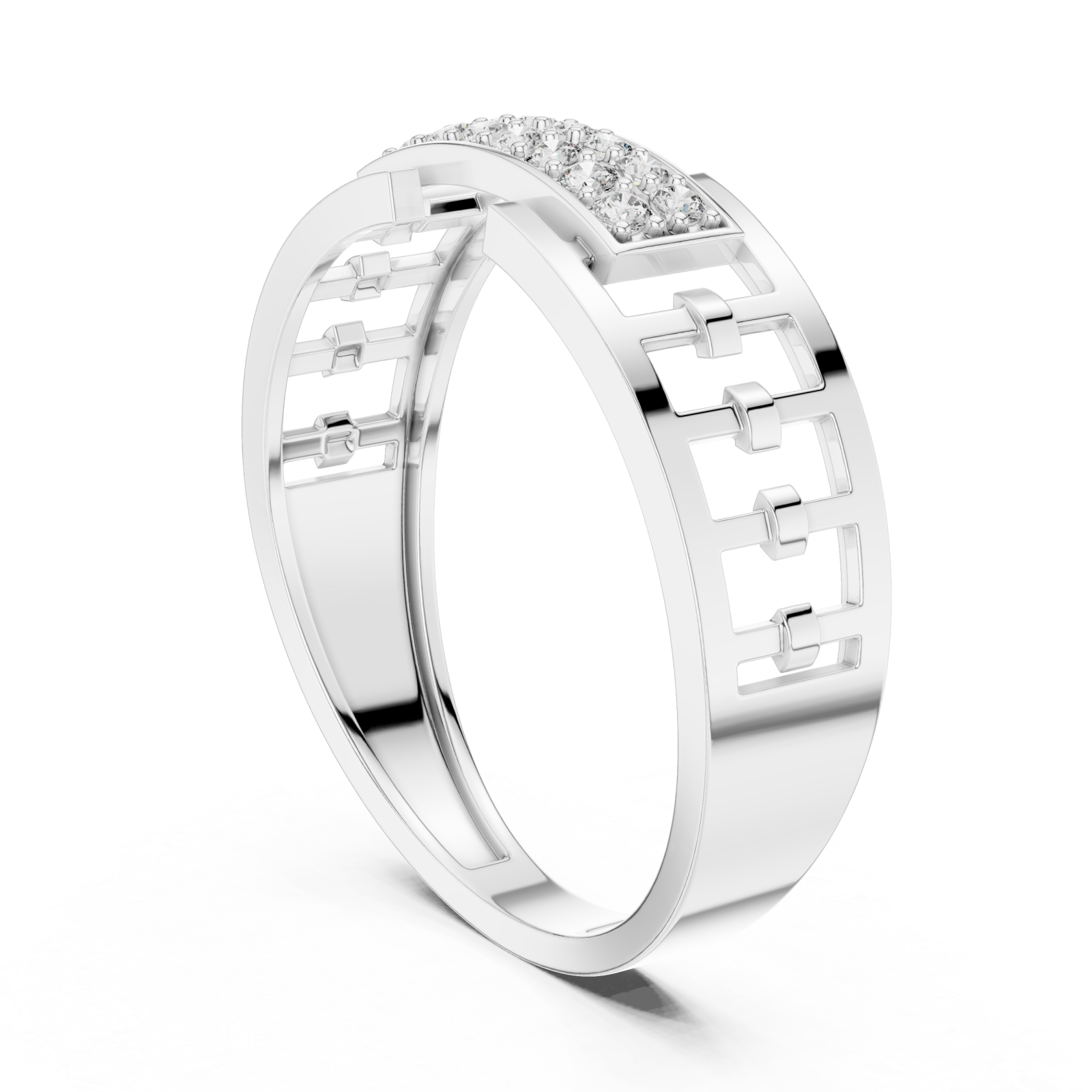  White Gold Twilight Edge Halo Statement Band Left View
