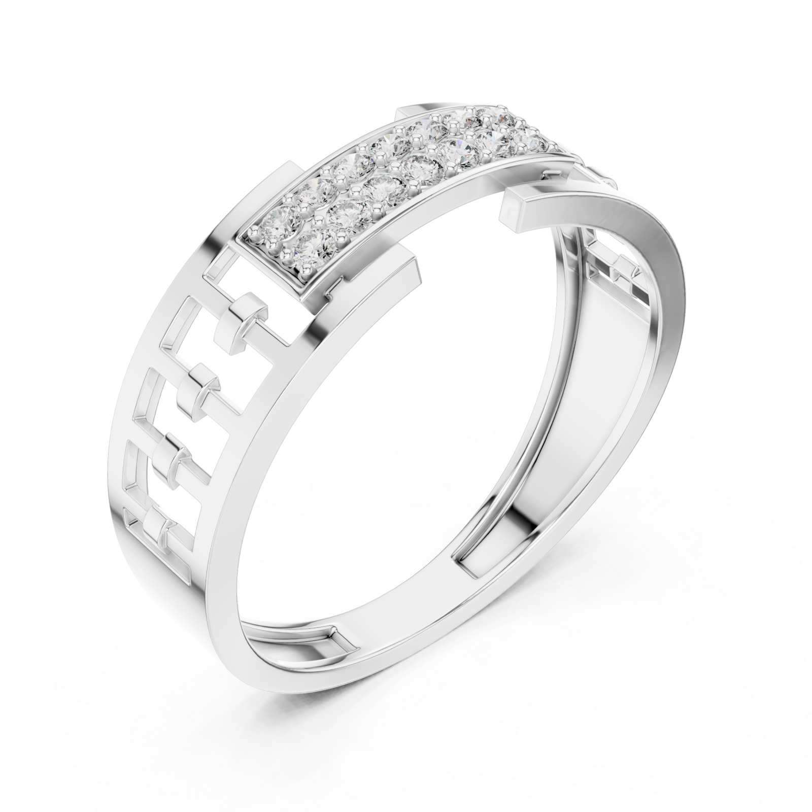  White Gold Twilight Edge Halo Statement Band Right View