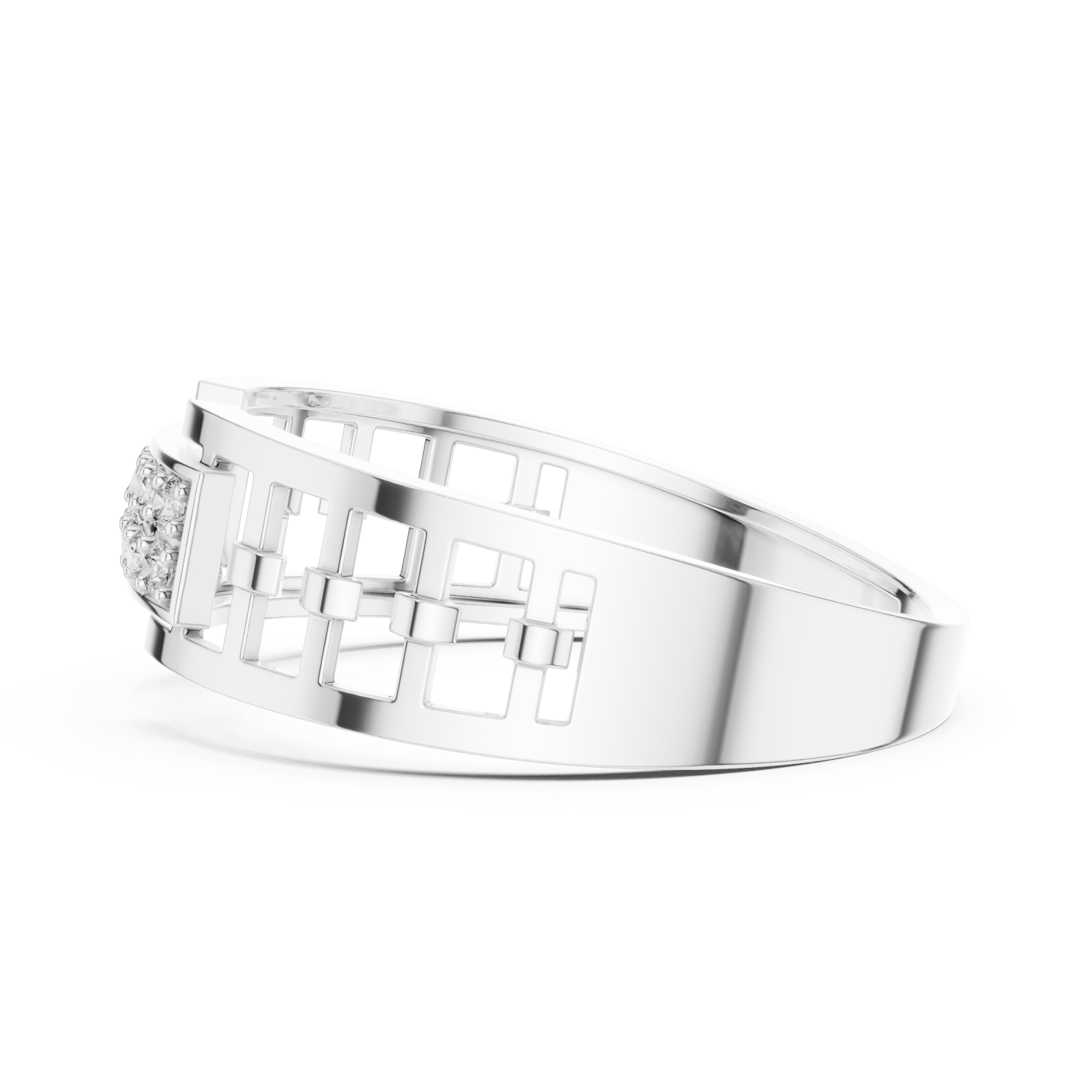  White Gold Twilight Edge Halo Statement Band Side View