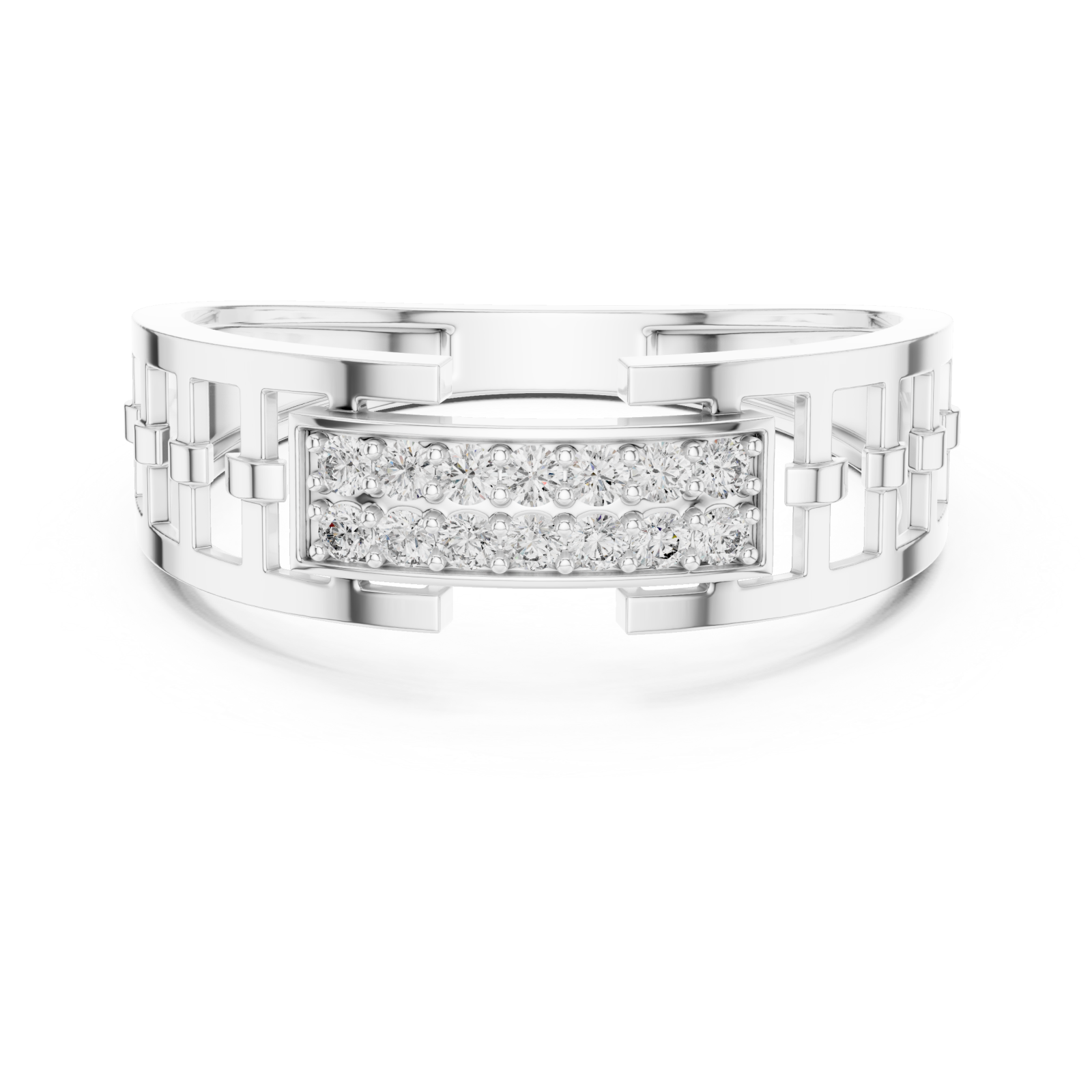  White Gold Twilight Edge Halo Statement Band Front View