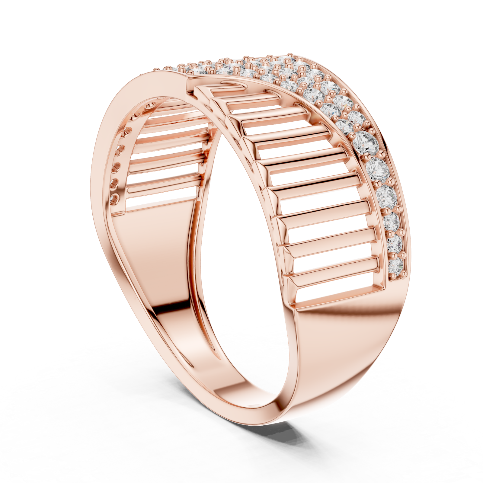  Rose Gold Celestial Ribbon Cascade Cocktail Ring Left View