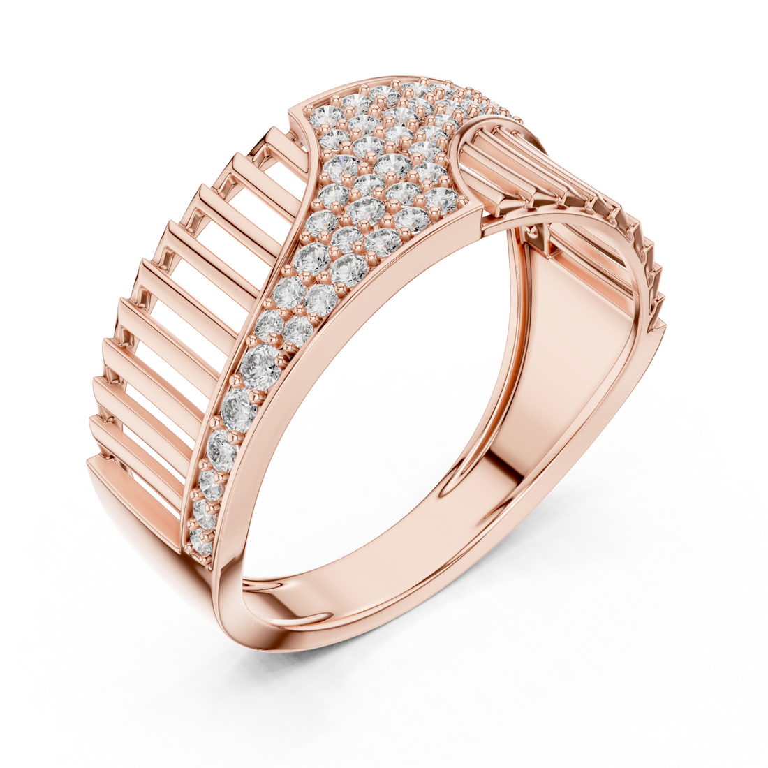  Rose Gold Celestial Ribbon Cascade Cocktail Ring Right View