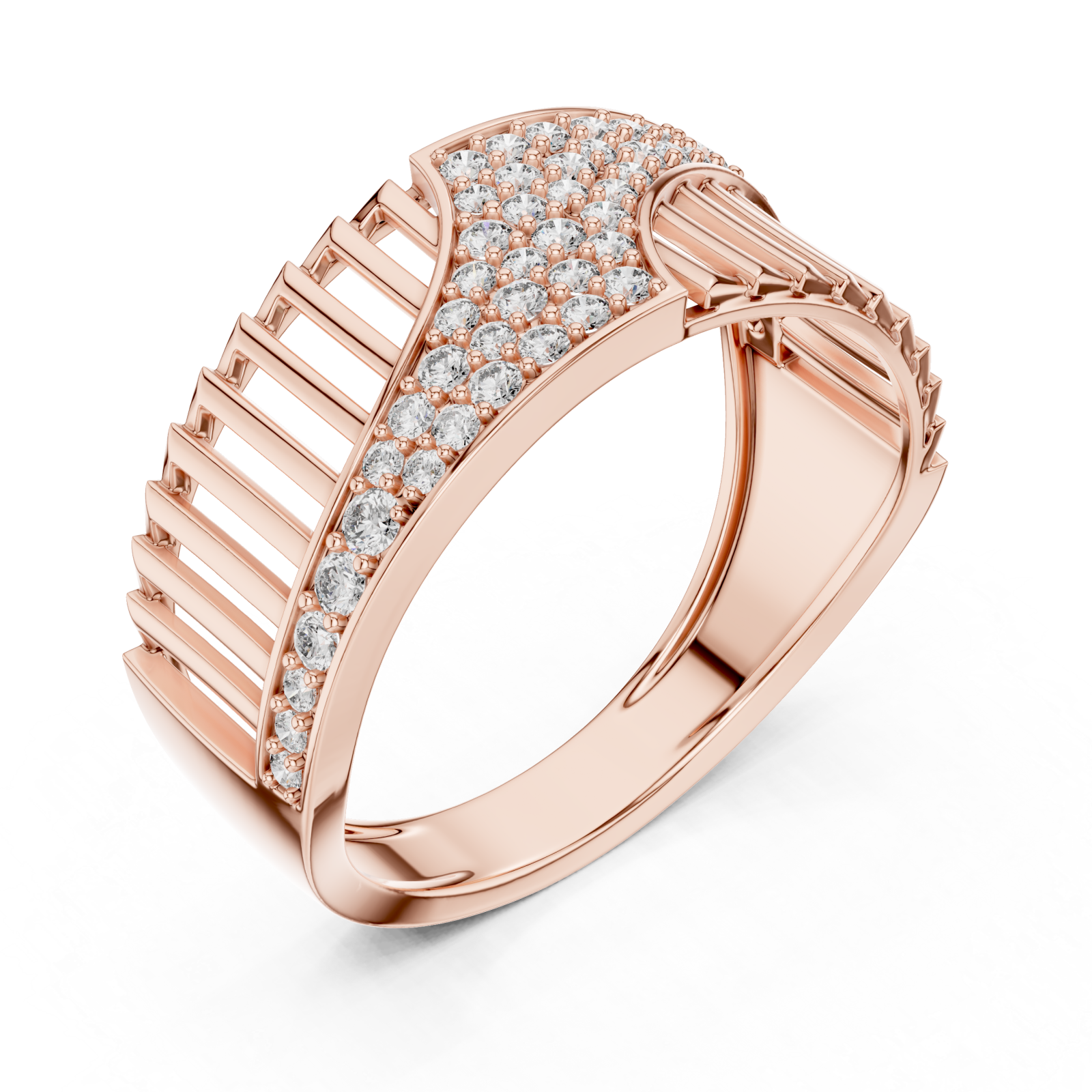  Rose Gold Celestial Ribbon Cascade Cocktail Ring Right View