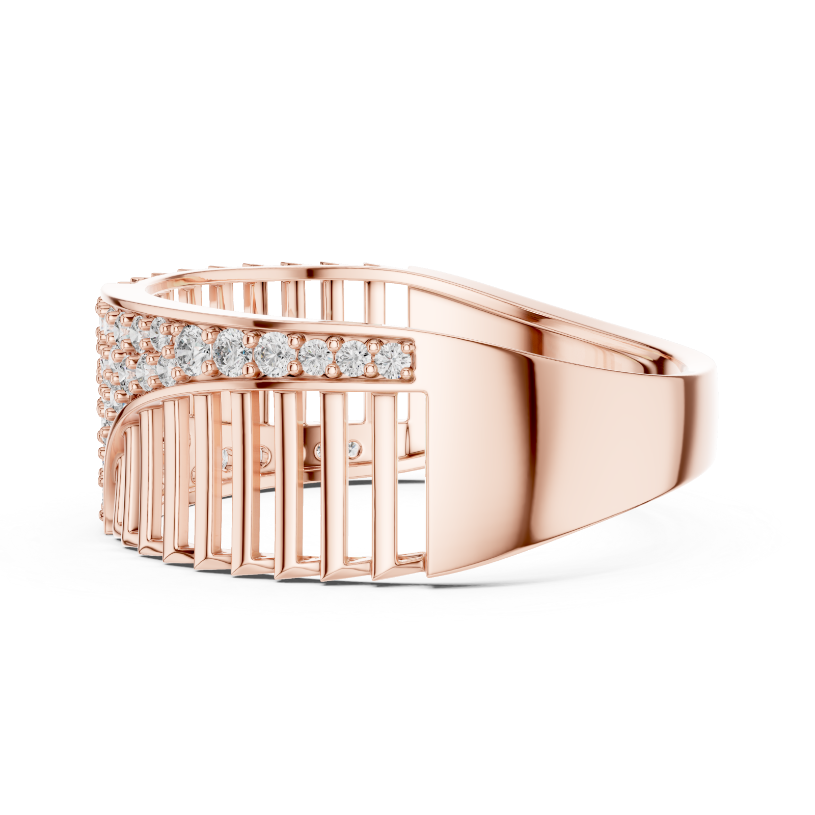  Rose Gold Celestial Ribbon Cascade Cocktail Ring Side View