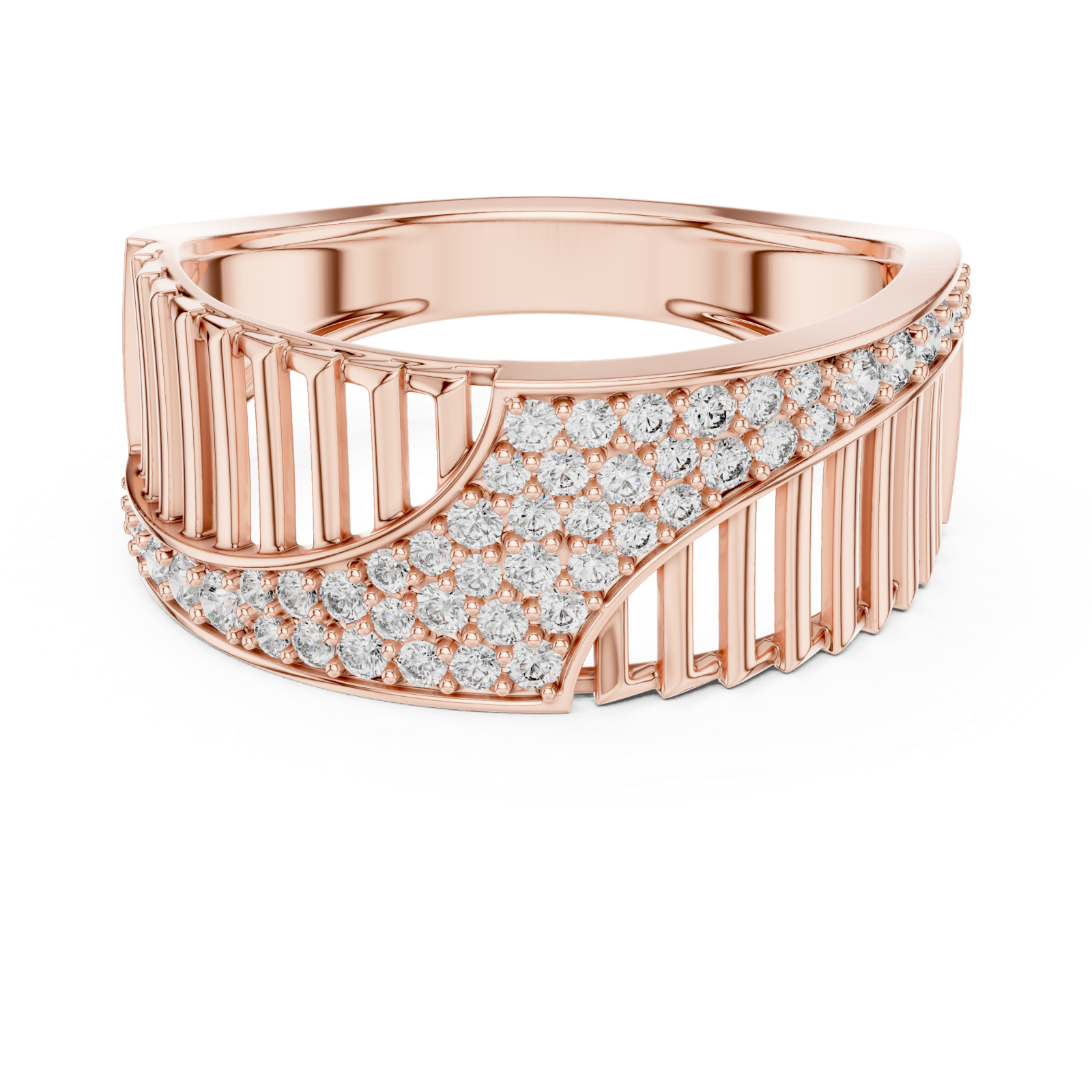  Rose Gold Celestial Ribbon Cascade Cocktail Ring Front View