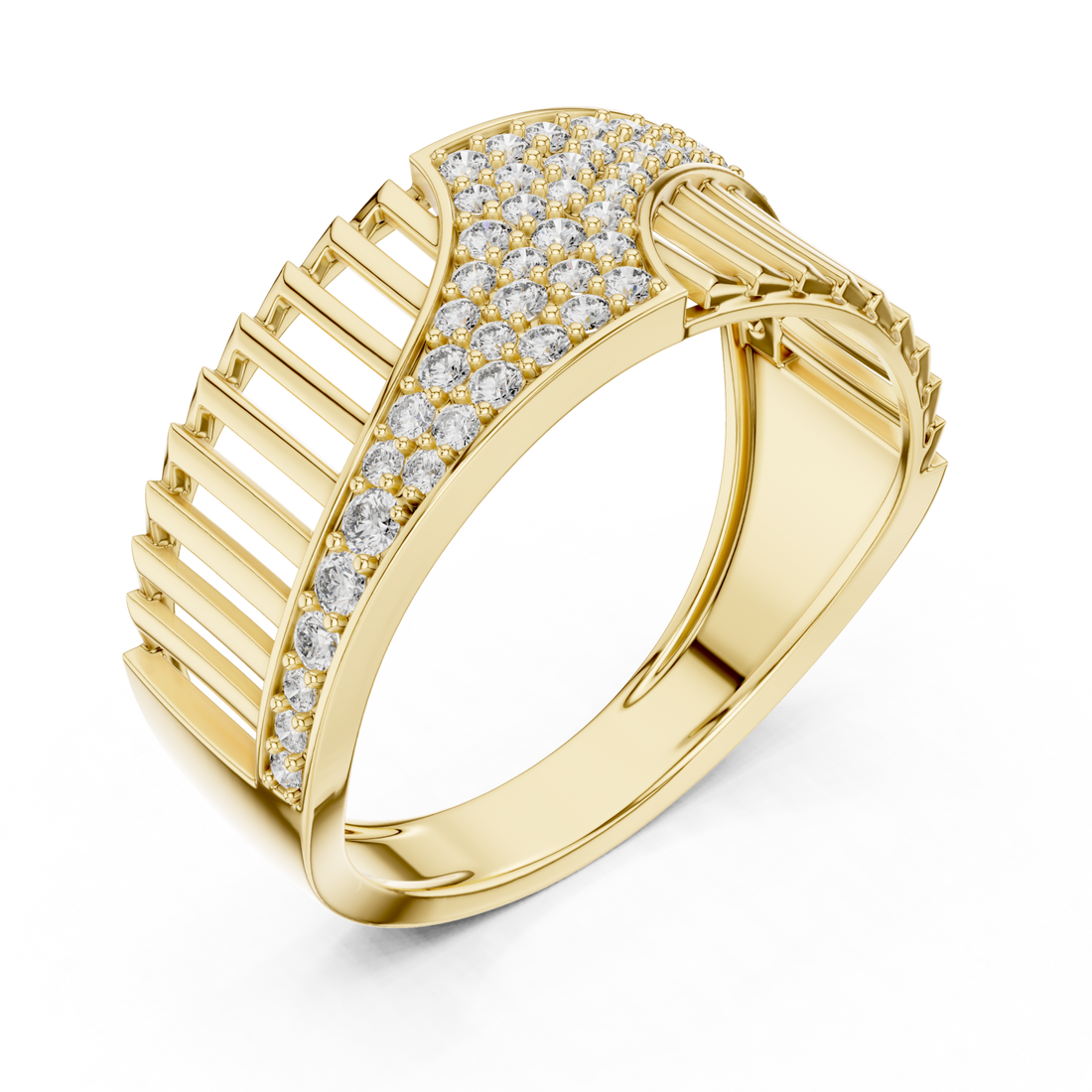 Gold Celestial Ribbon Cascade Cocktail Ring Right View