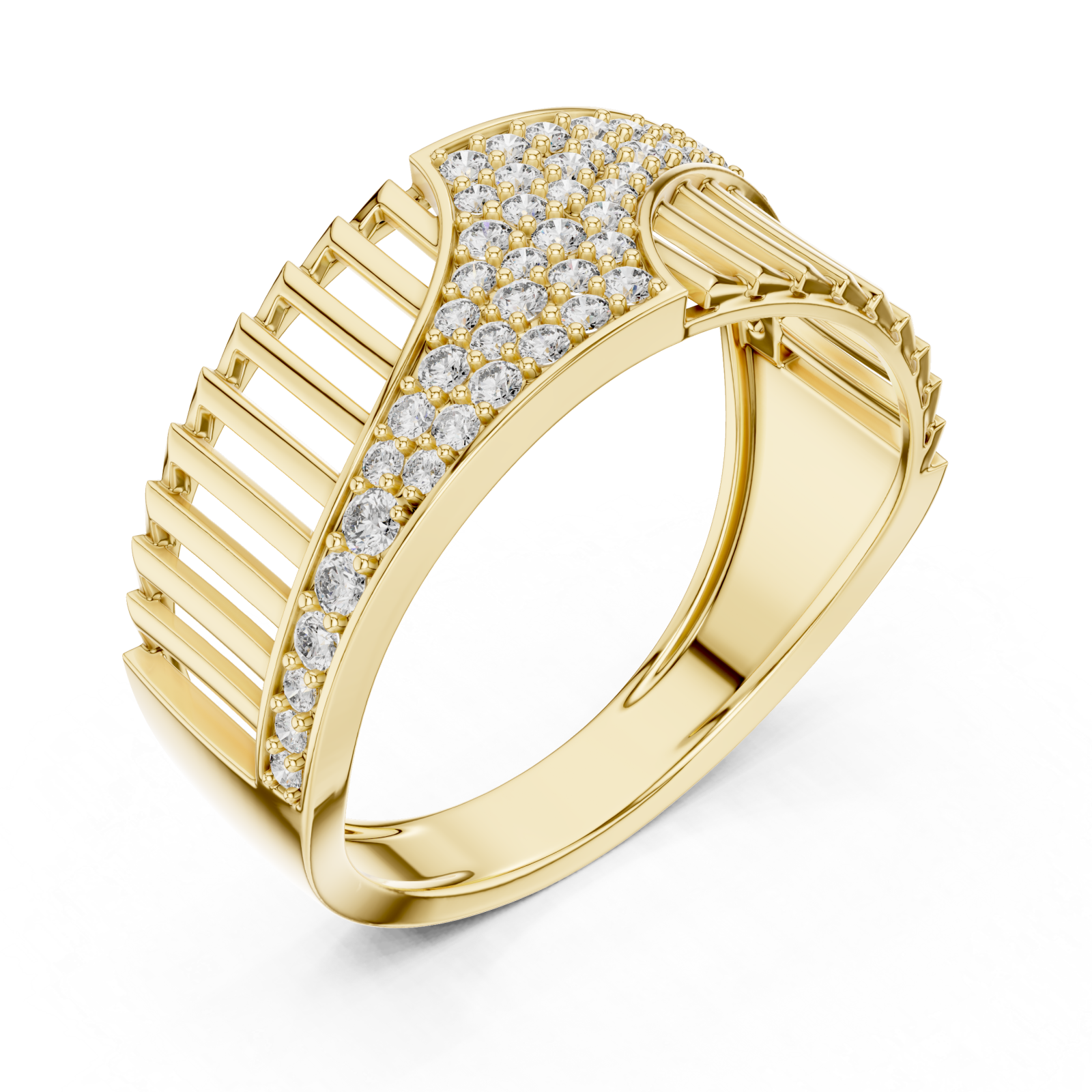Gold Celestial Ribbon Cascade Cocktail Ring Right View