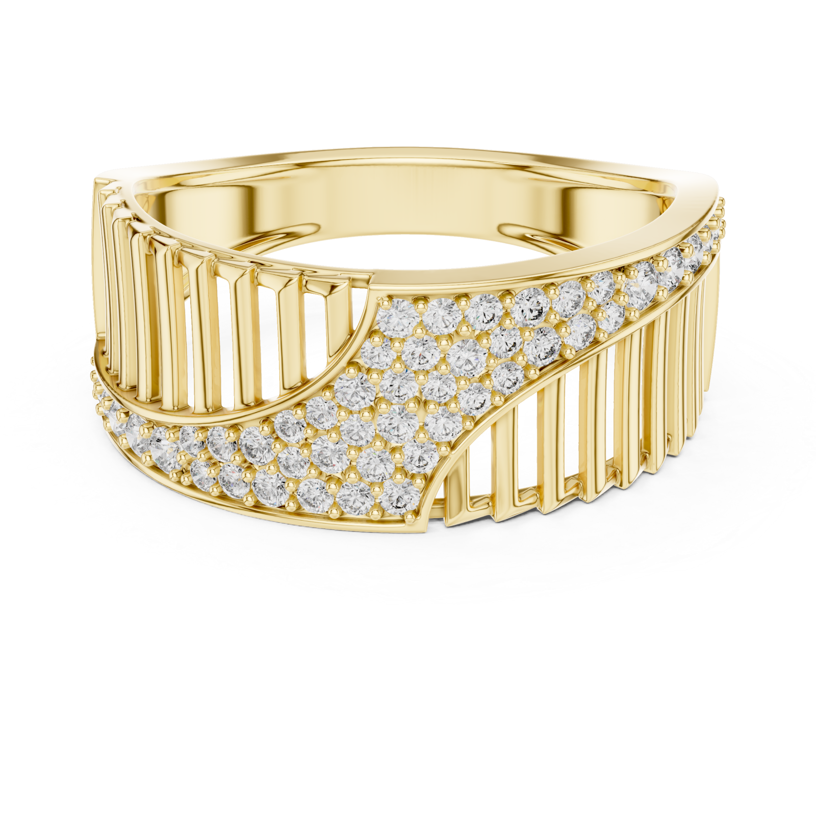  Gold Celestial Ribbon Cascade Cocktail Ring Front View