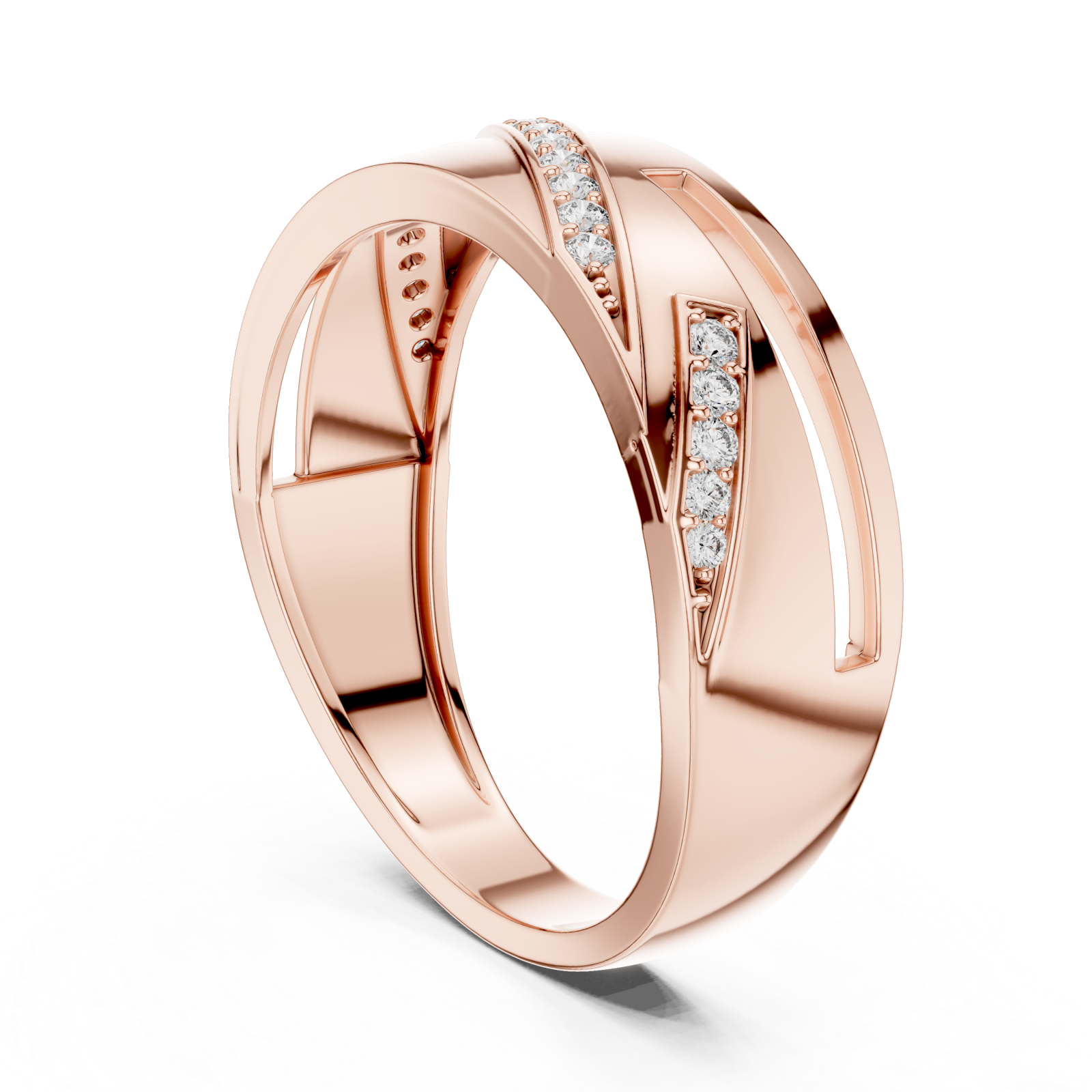  Rose Gold Graceful Aria Overlap Signature Ring Left View