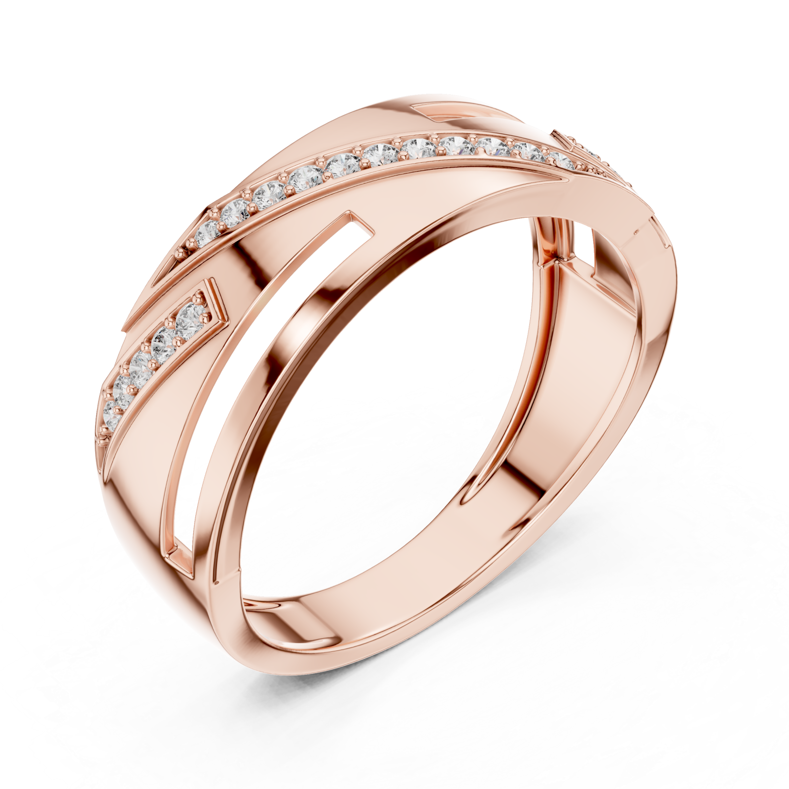  Rose Gold Graceful Aria Overlap Signature Ring Right View