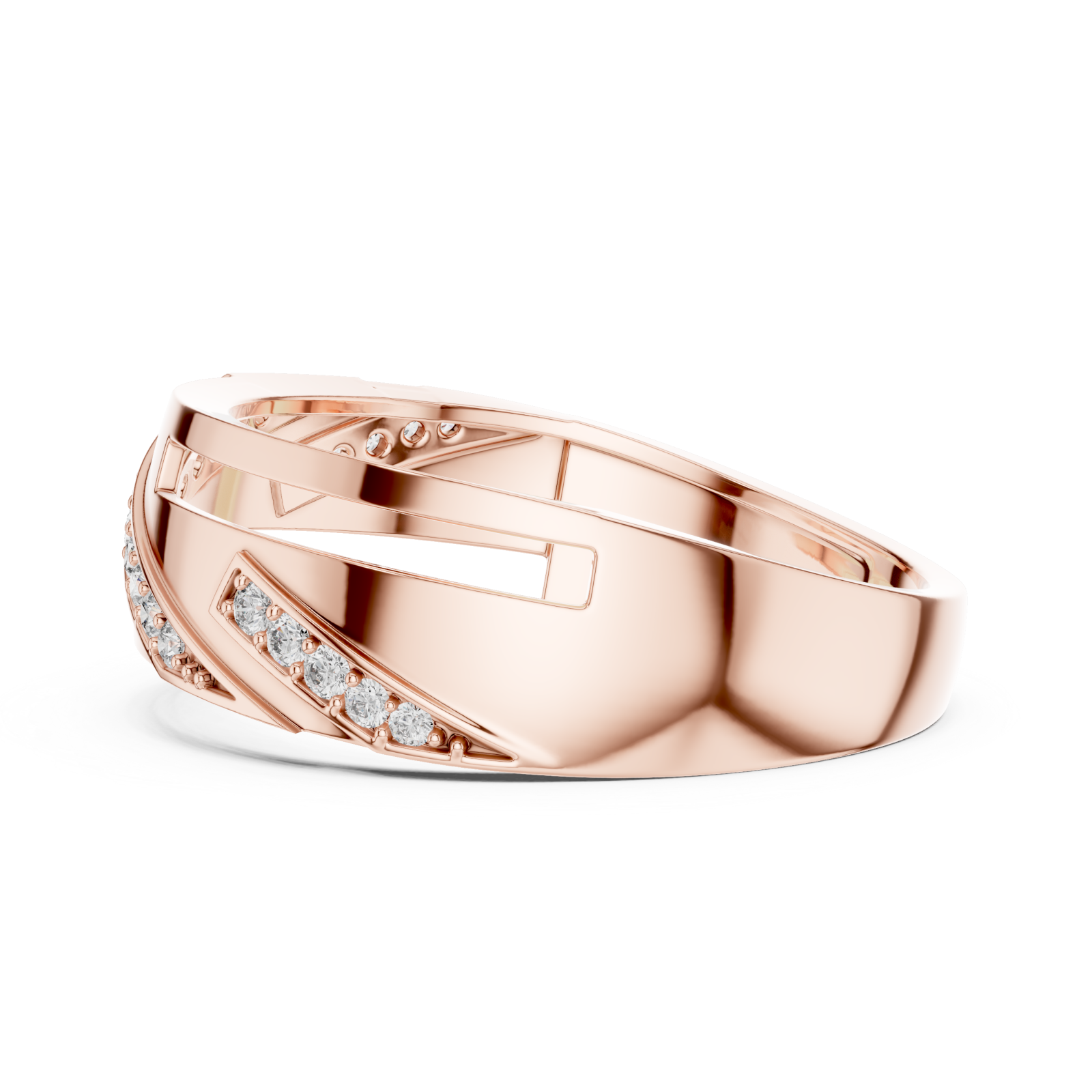  Rose Gold Graceful Aria Overlap Signature Ring Side View