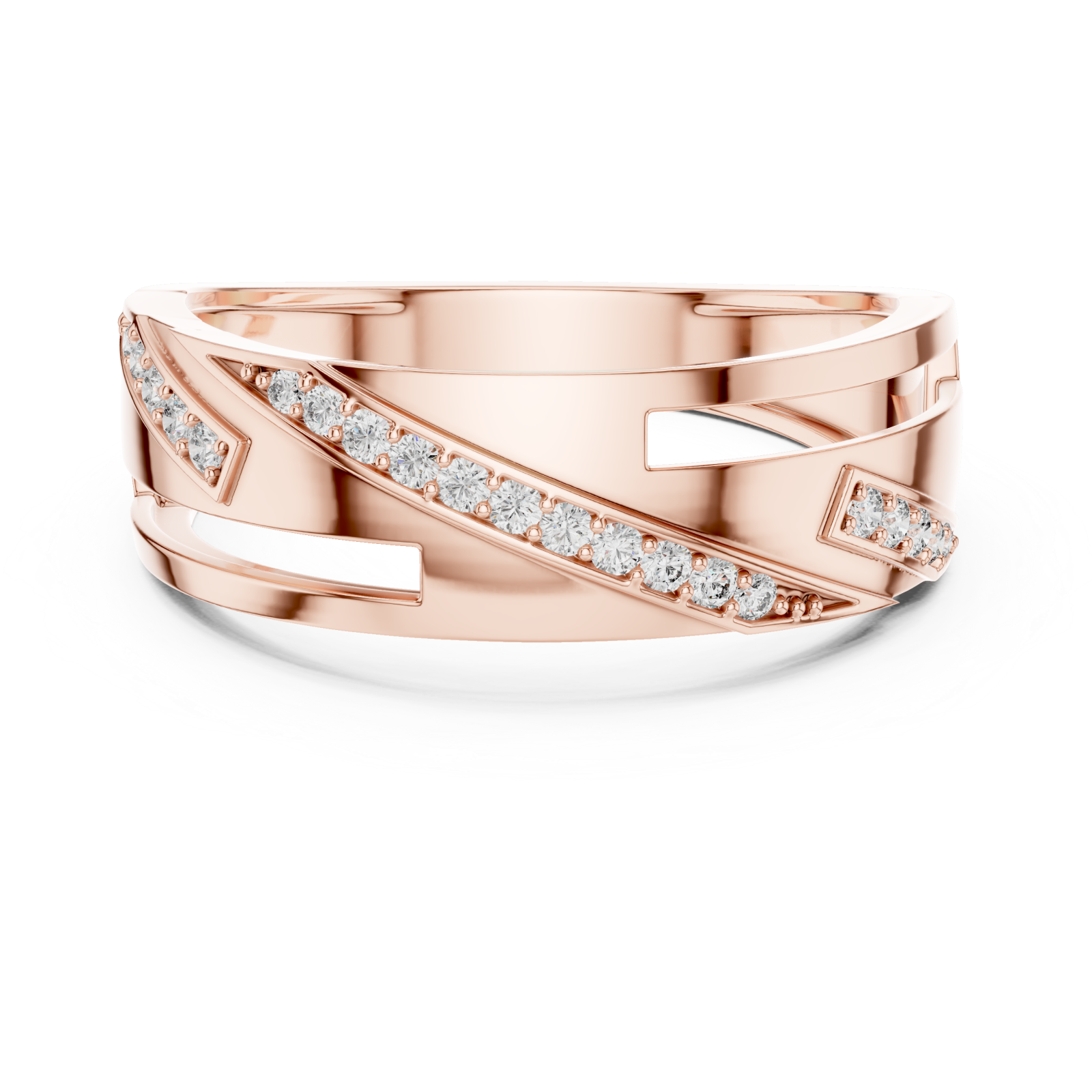  Rose Gold Graceful Aria Overlap Signature Ring Front View