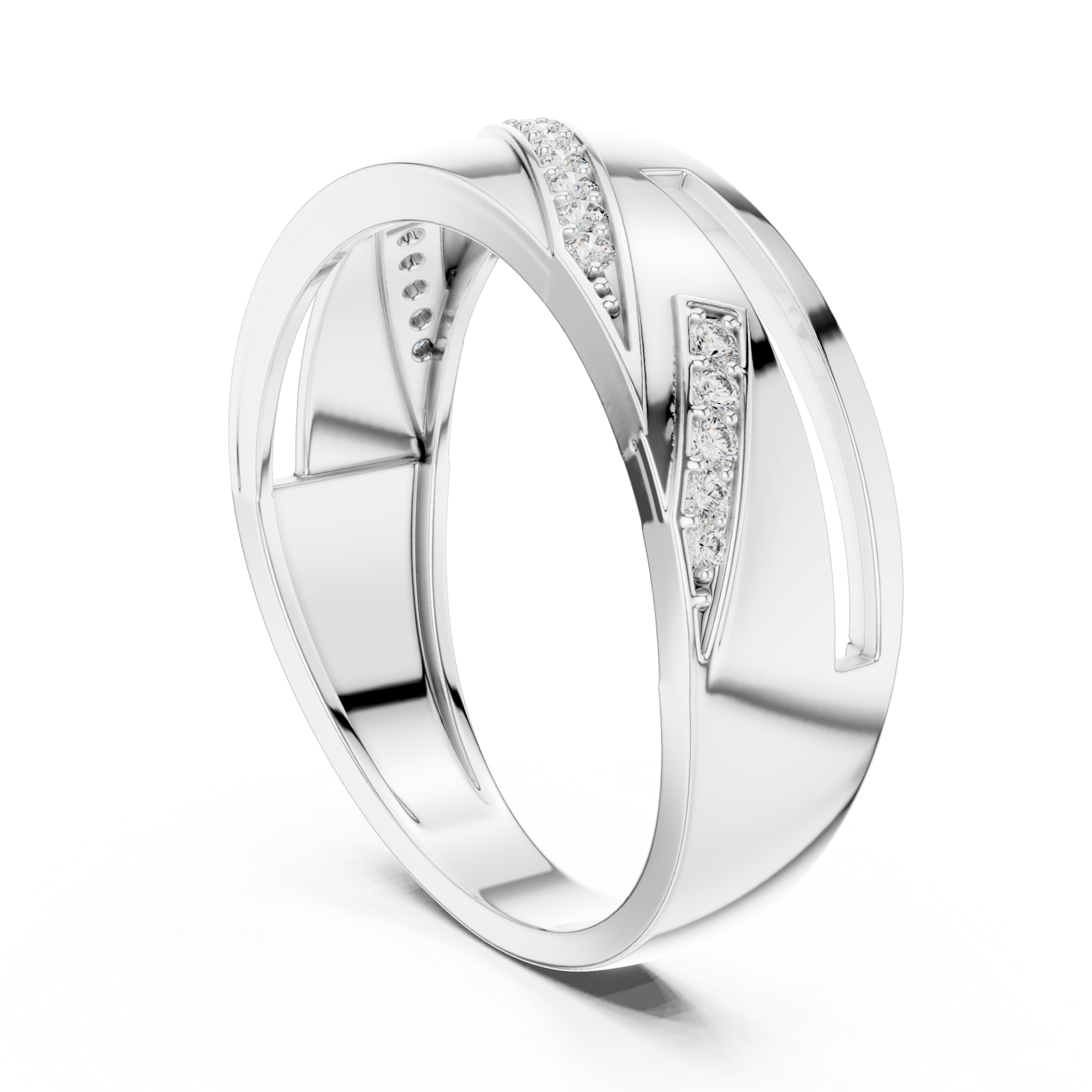  White Gold Graceful Aria Overlap Signature Ring Left View