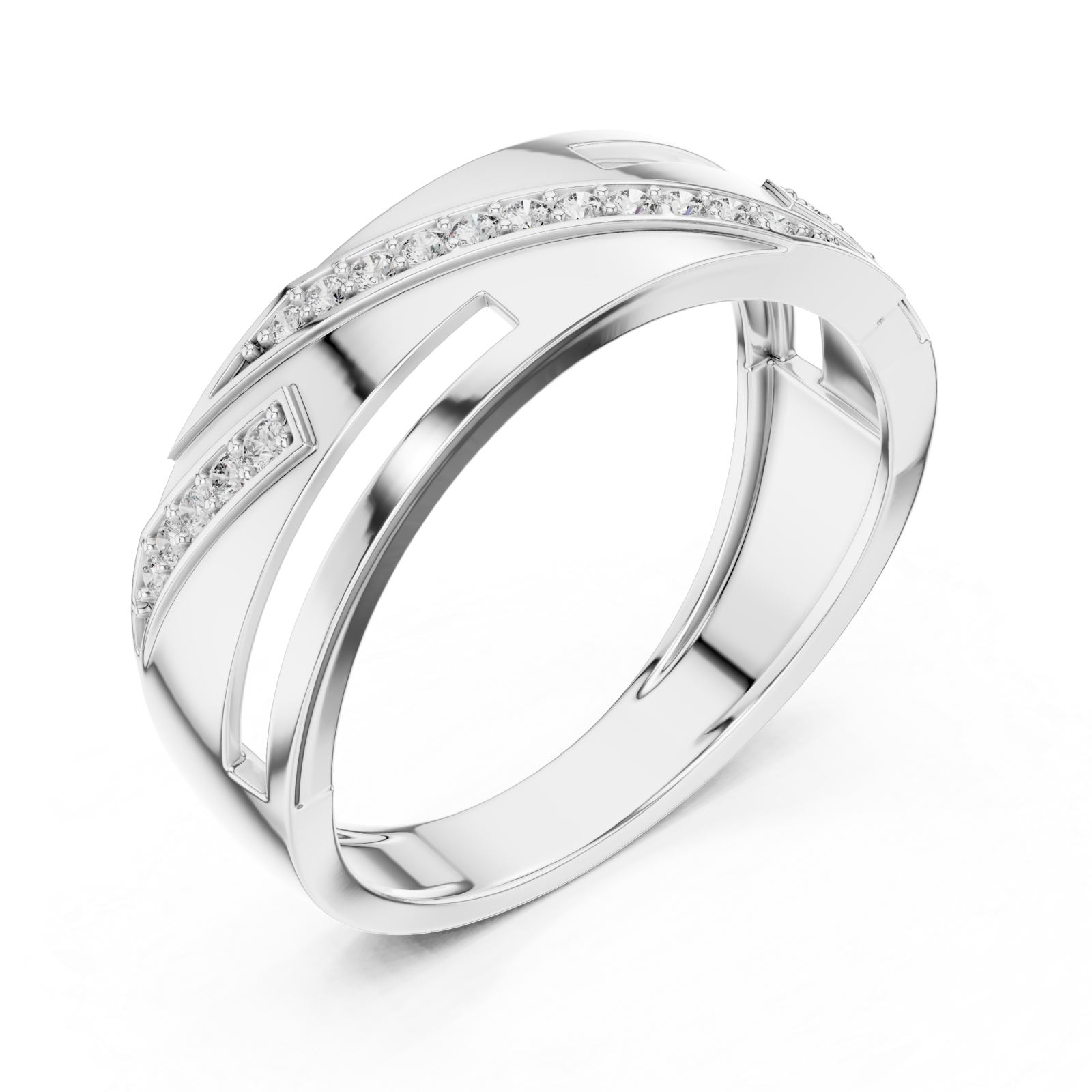  White Gold Graceful Aria Overlap Signature Ring Right View