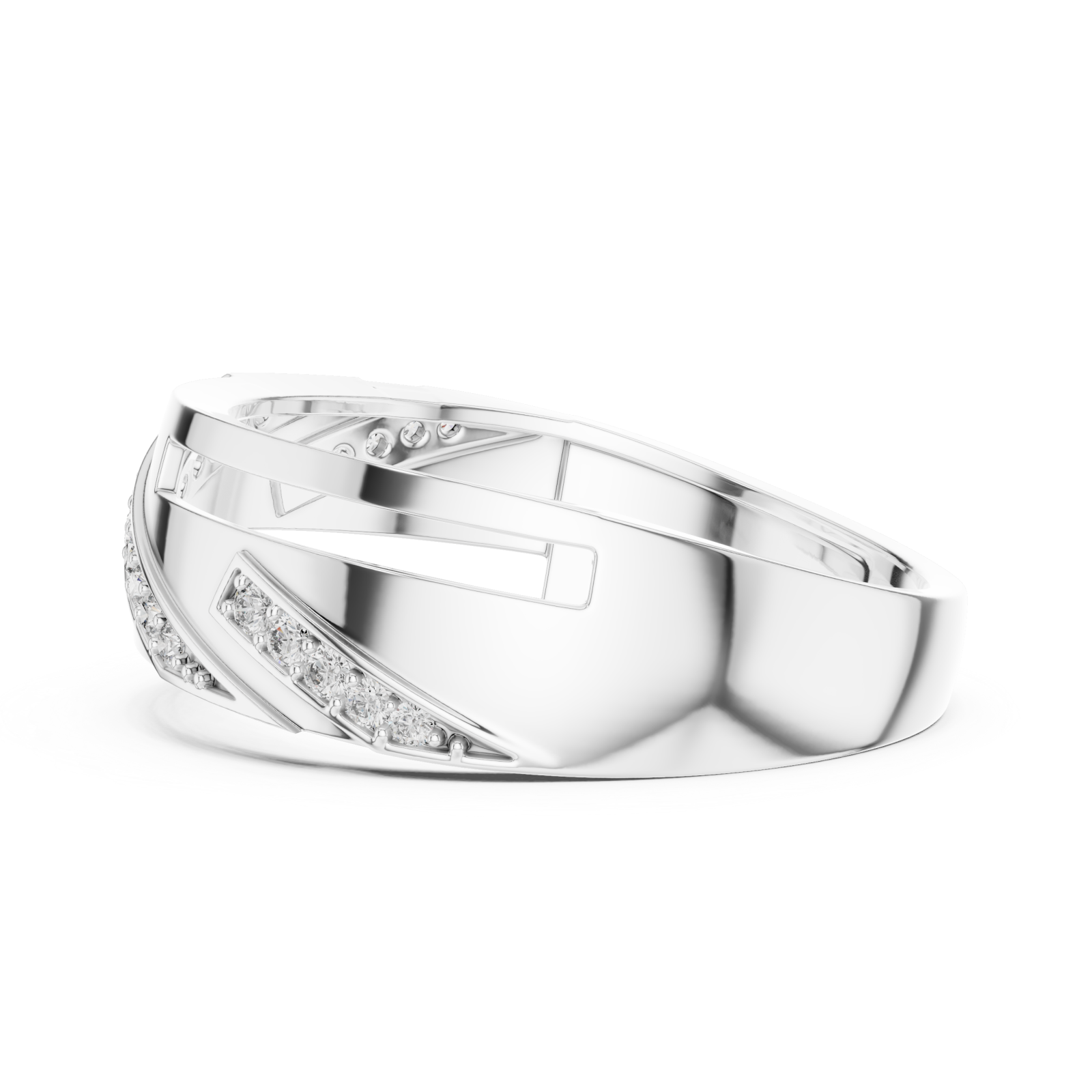  White Gold Graceful Aria Overlap Signature Ring Side View