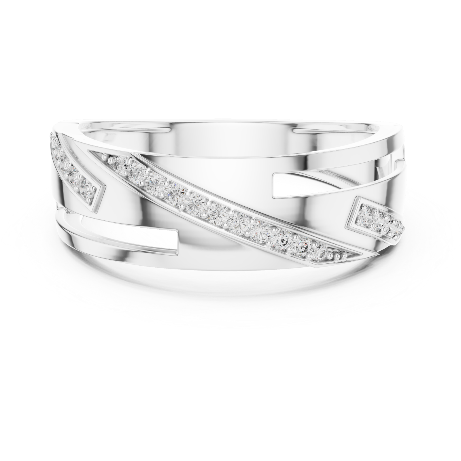  White Gold Graceful Aria Overlap Signature Ring Front View