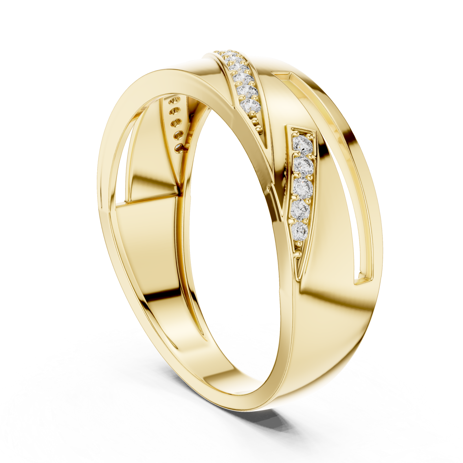  Gold Graceful Aria Overlap Signature Ring Left View