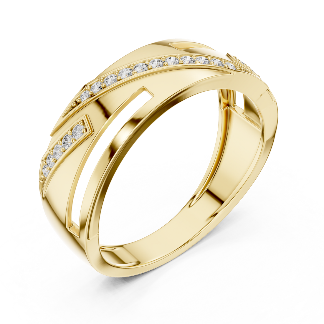 Gold Graceful Aria Overlap Signature Ring Right View