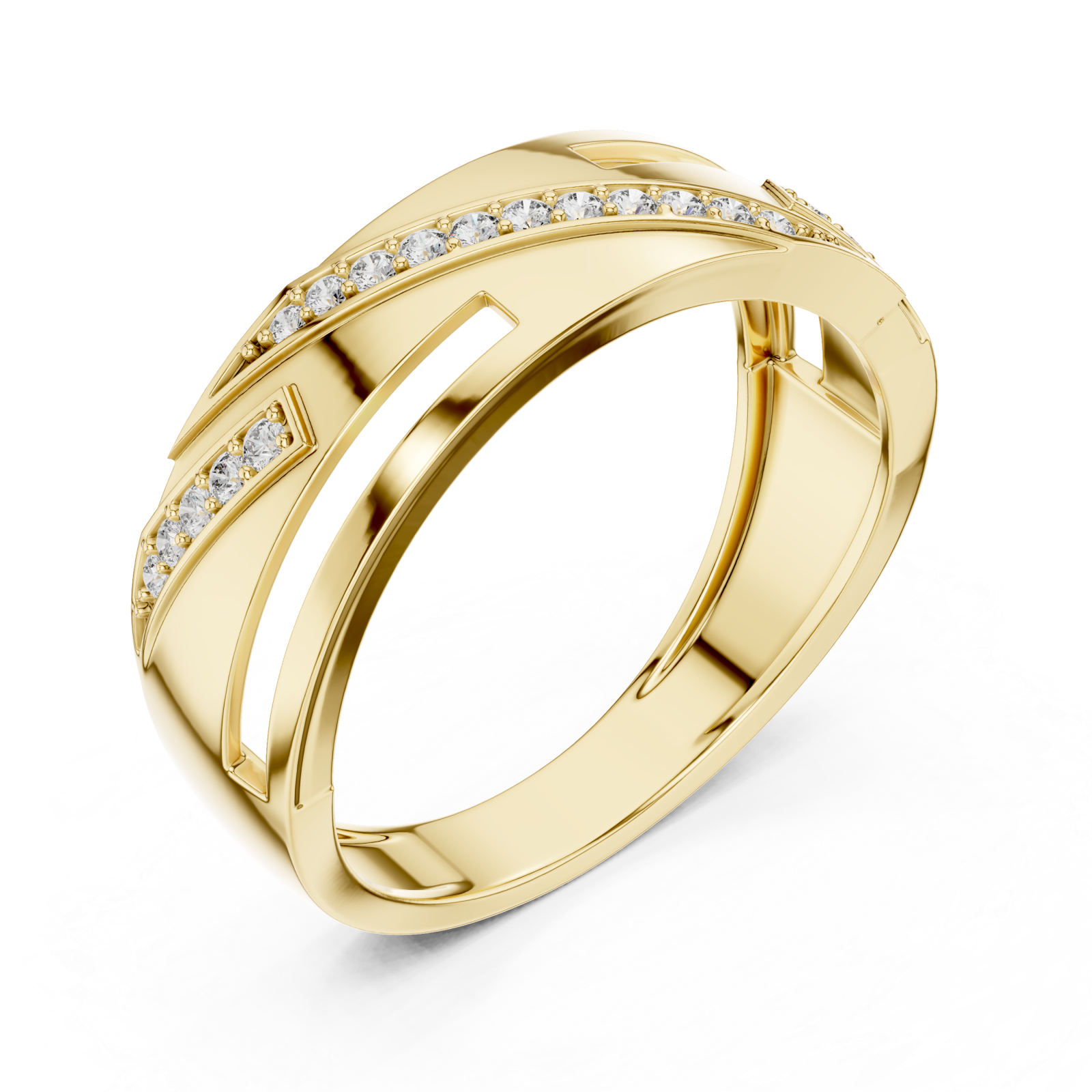 Gold Graceful Aria Overlap Signature Ring Right View