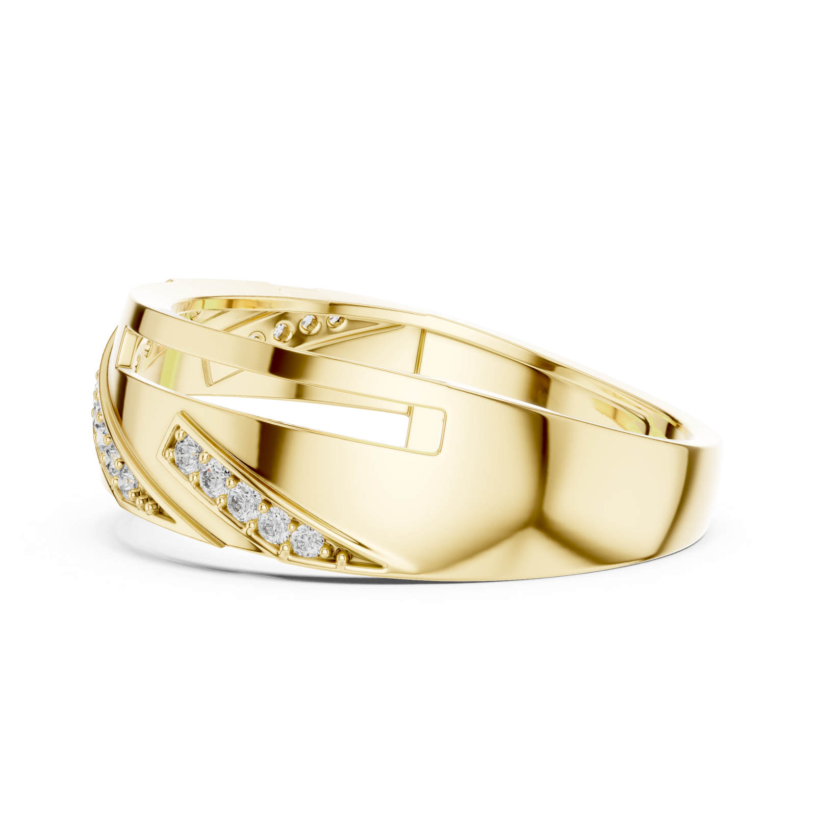  Gold Graceful Aria Overlap Signature Ring Side View