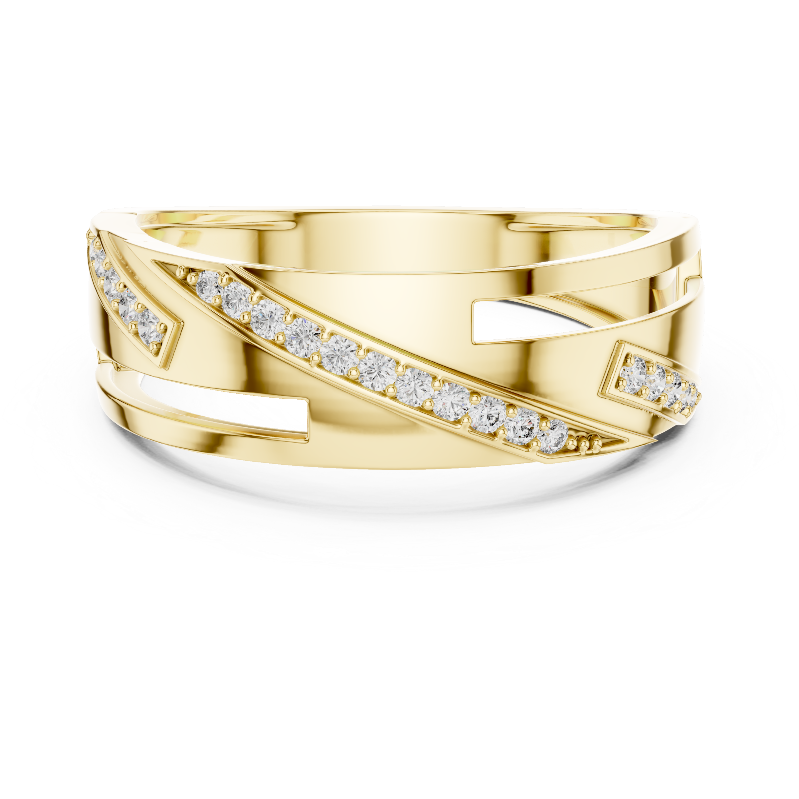  Gold Graceful Aria Overlap Signature Ring Front View