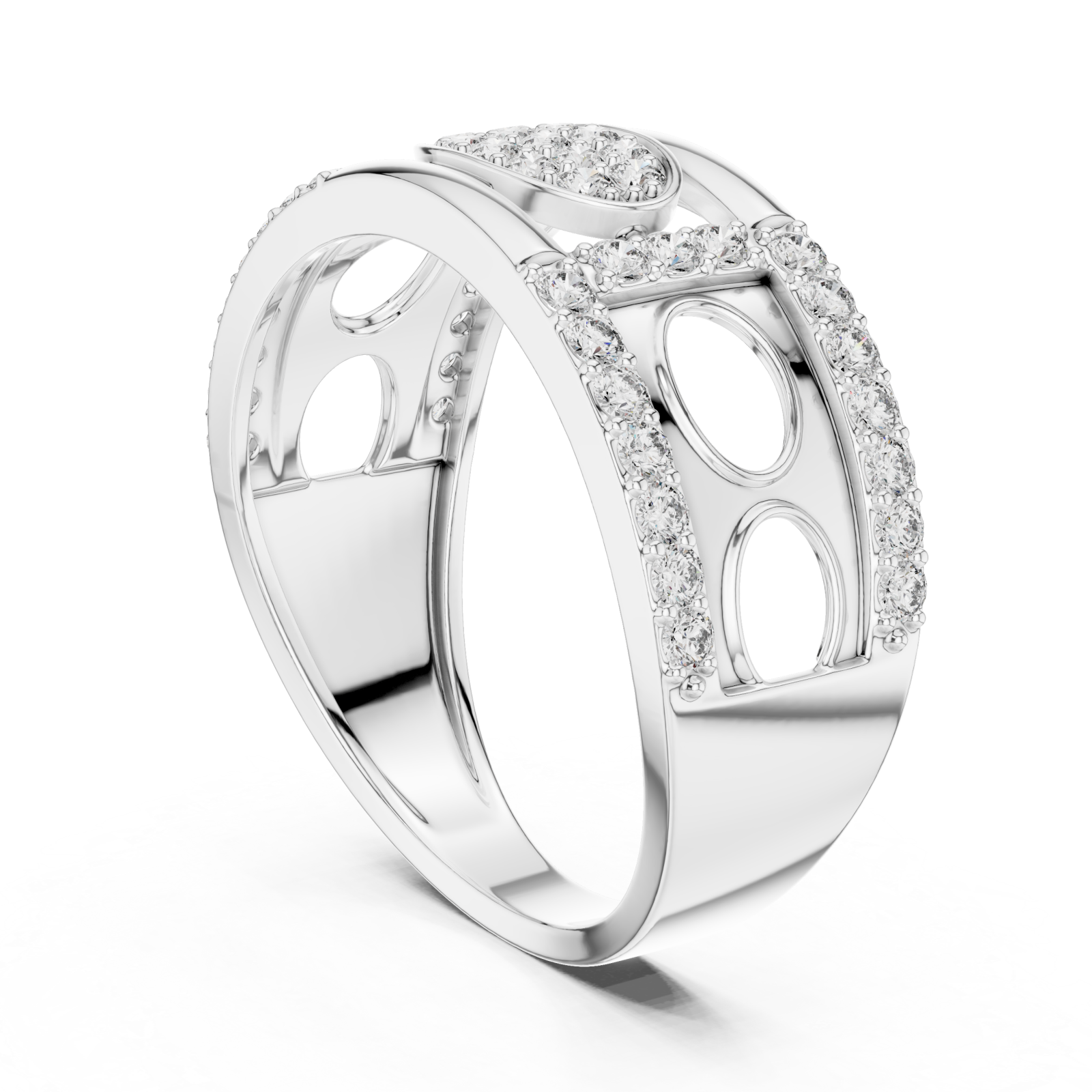  White Gold Enchanted Crest Embrace Ring Left View