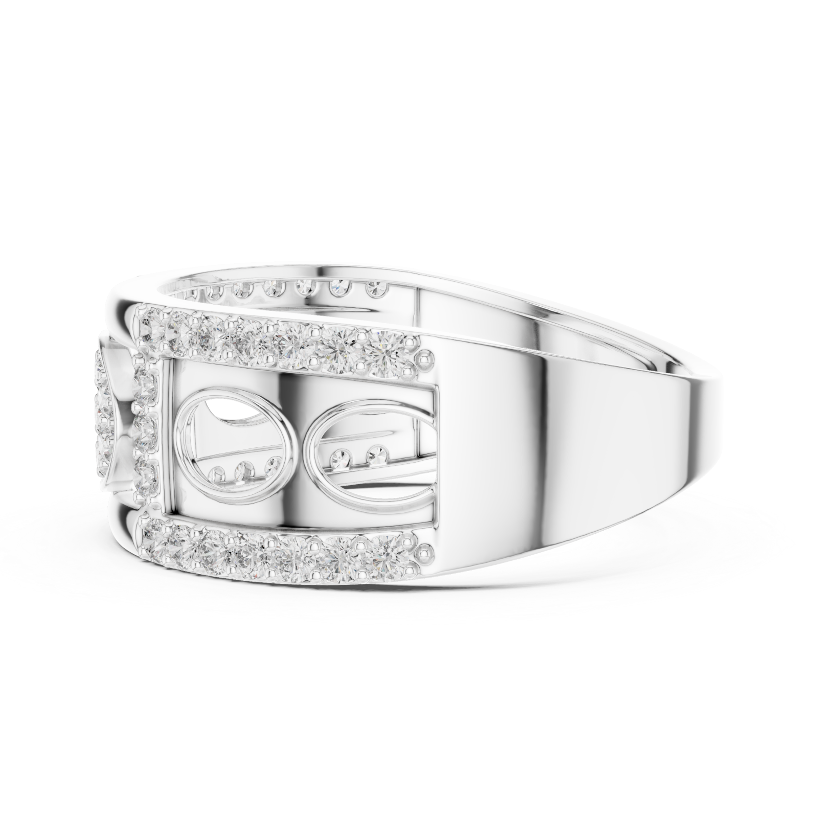  White Gold Enchanted Crest Embrace Ring Side View