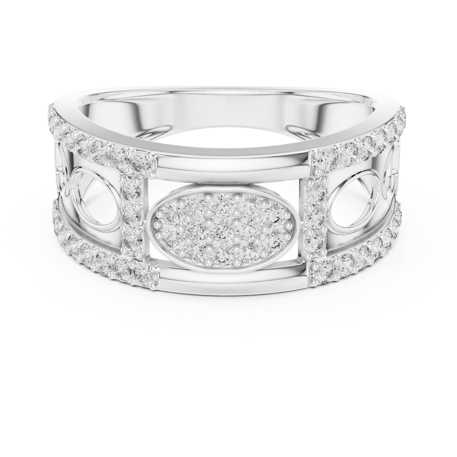  White Gold Enchanted Crest Embrace Ring Front View