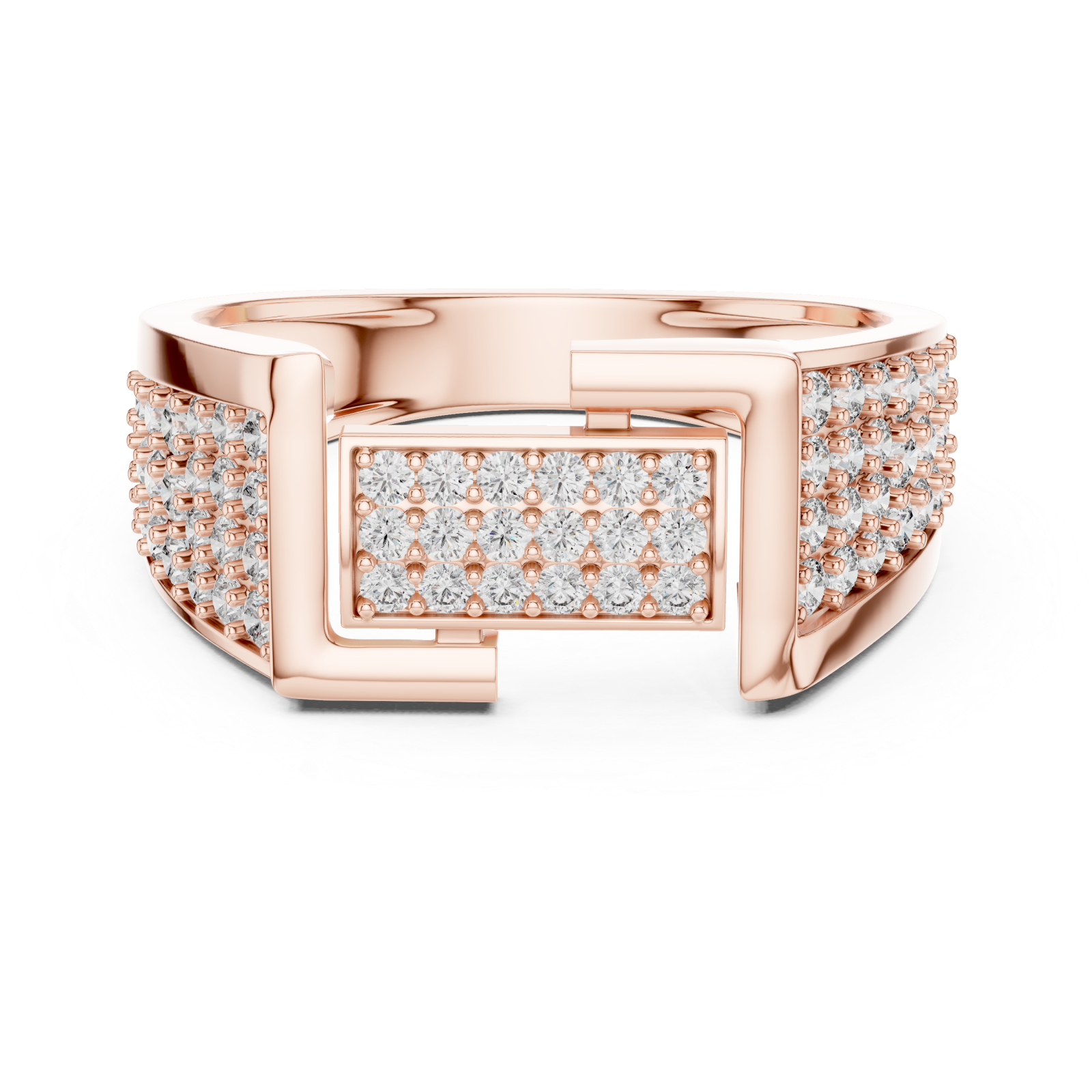 Rose Gold The Luxe Horizon PavÃ© Statement Band Front View