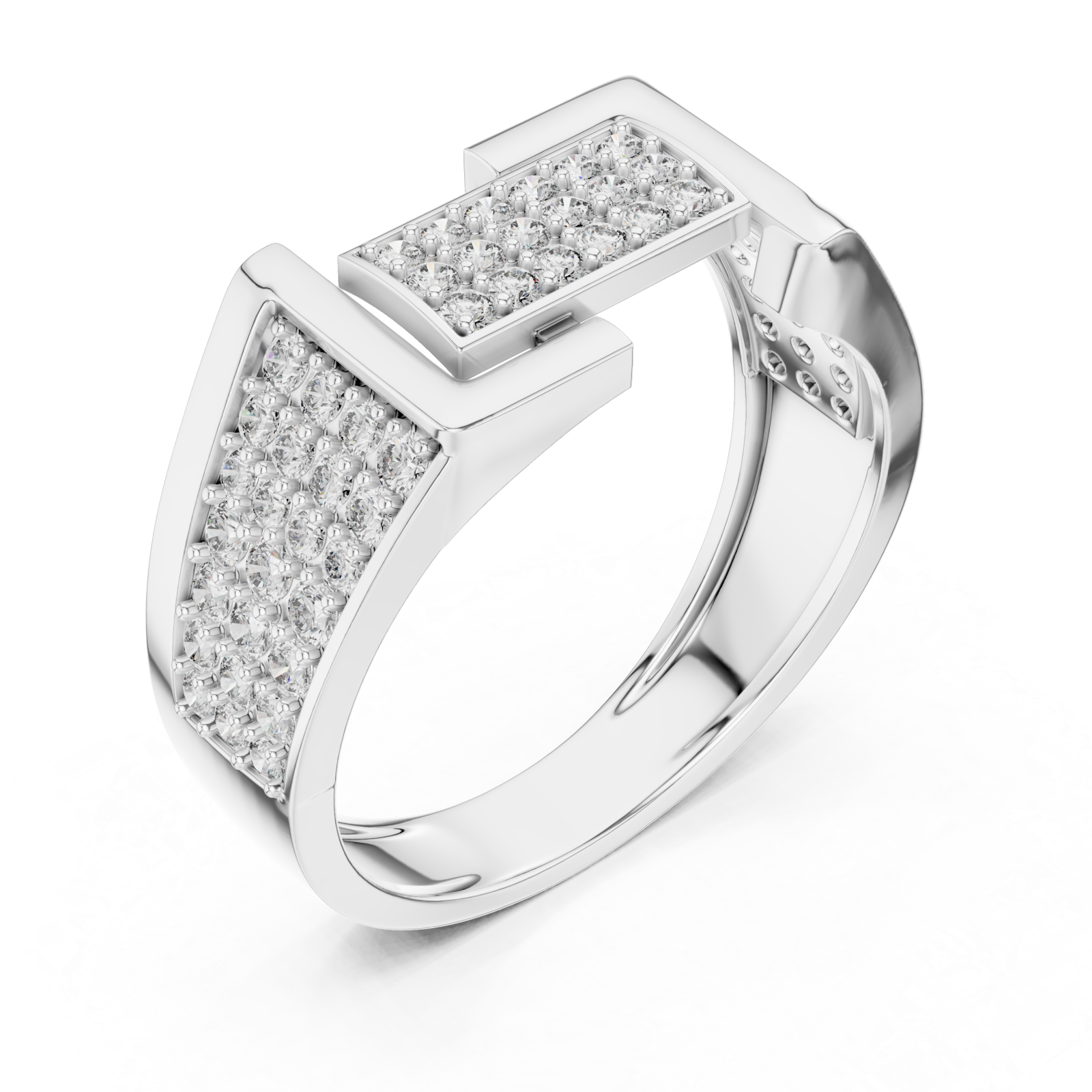  White Gold The Luxe Horizon PavÃ© Statement Band Right View