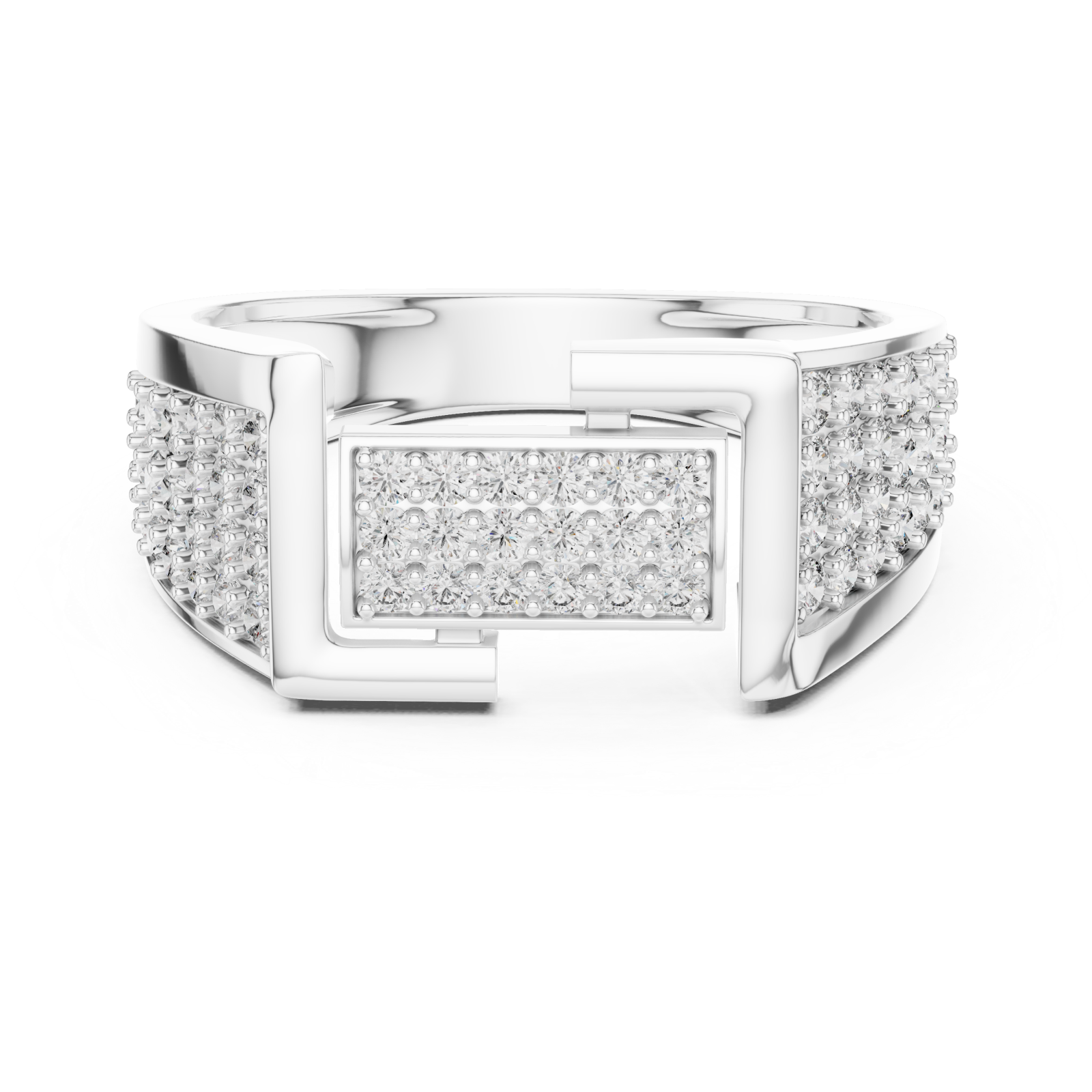  White Gold The Luxe Horizon PavÃ© Statement Band Front View