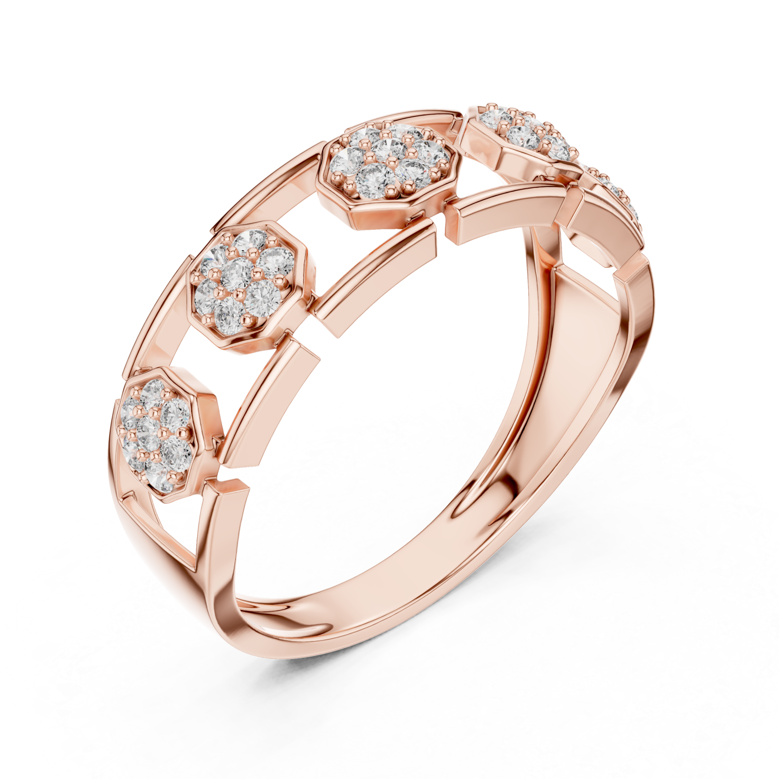  Rose Gold Radiant Harmony Fleur Ring Right View