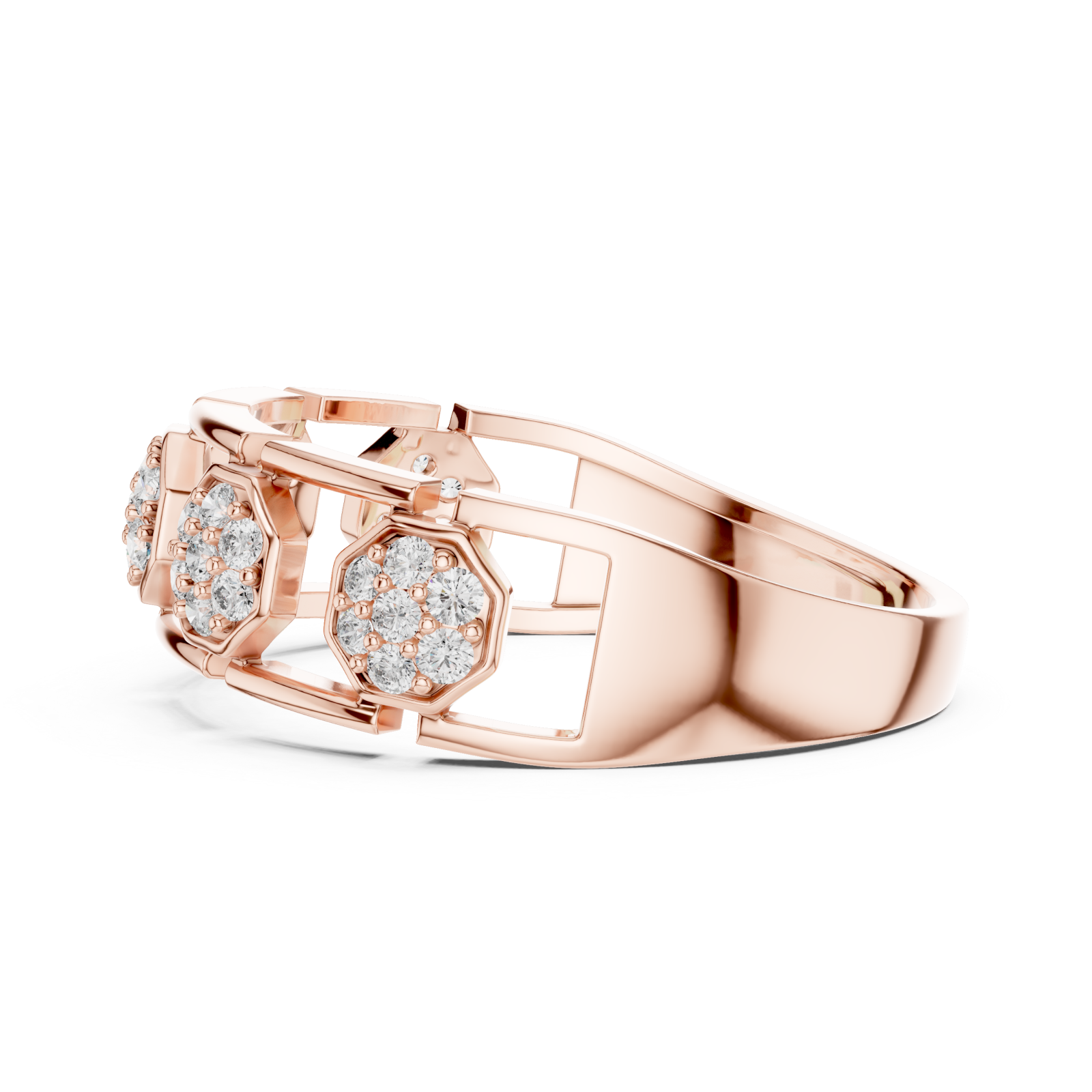  Rose Gold Radiant Harmony Fleur Ring Side View