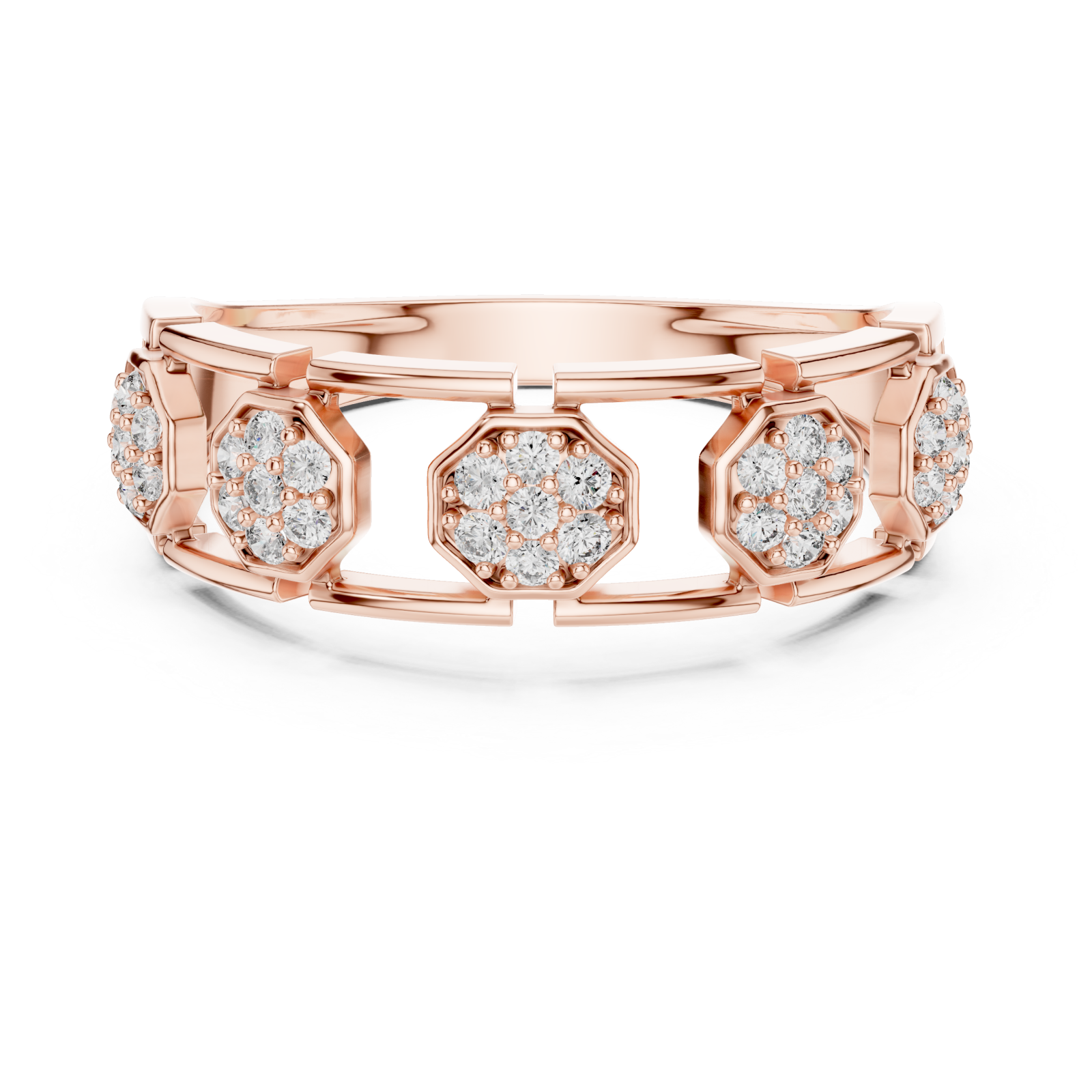  Rose Gold Radiant Harmony Fleur Ring Front View