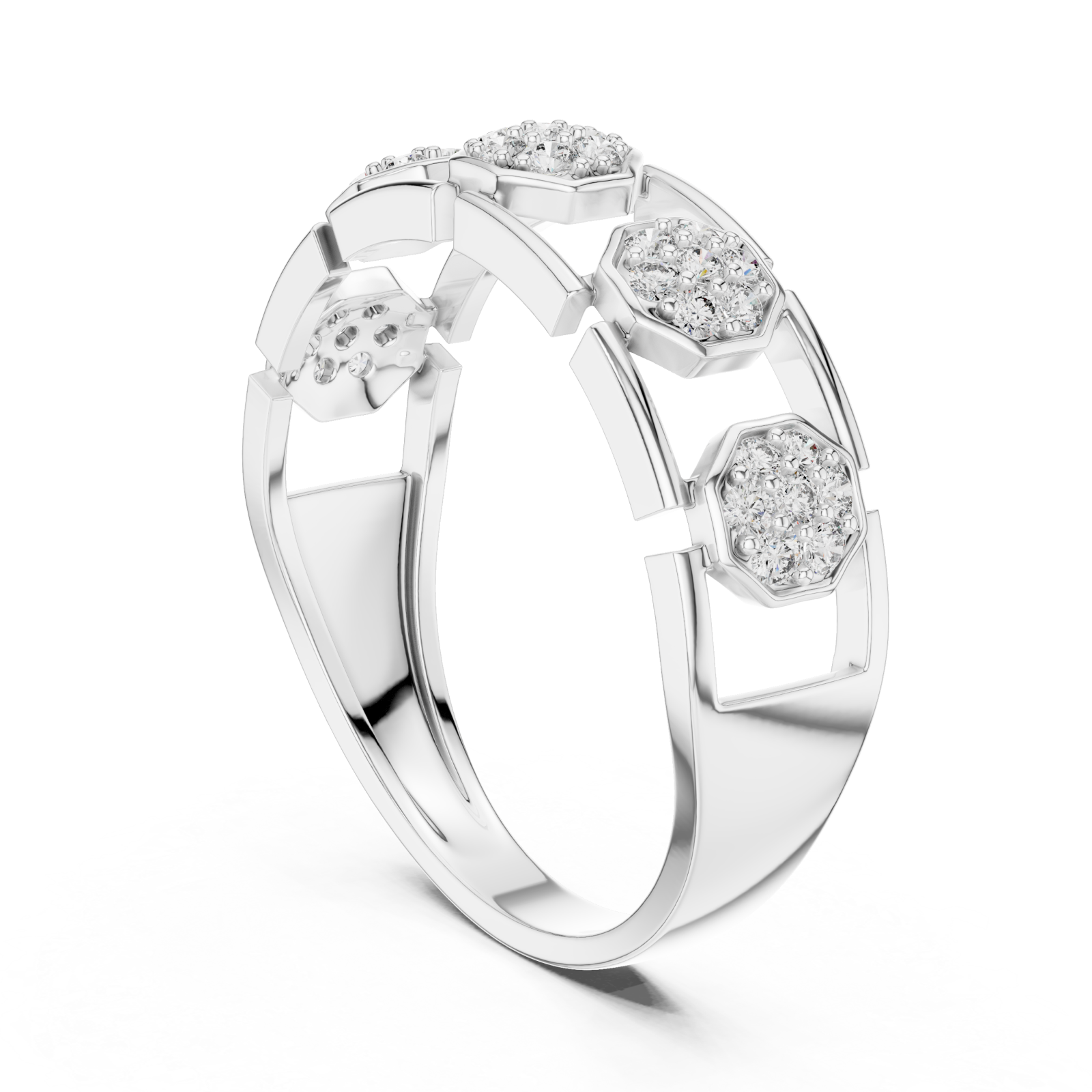  White Gold Radiant Harmony Fleur Ring Left View