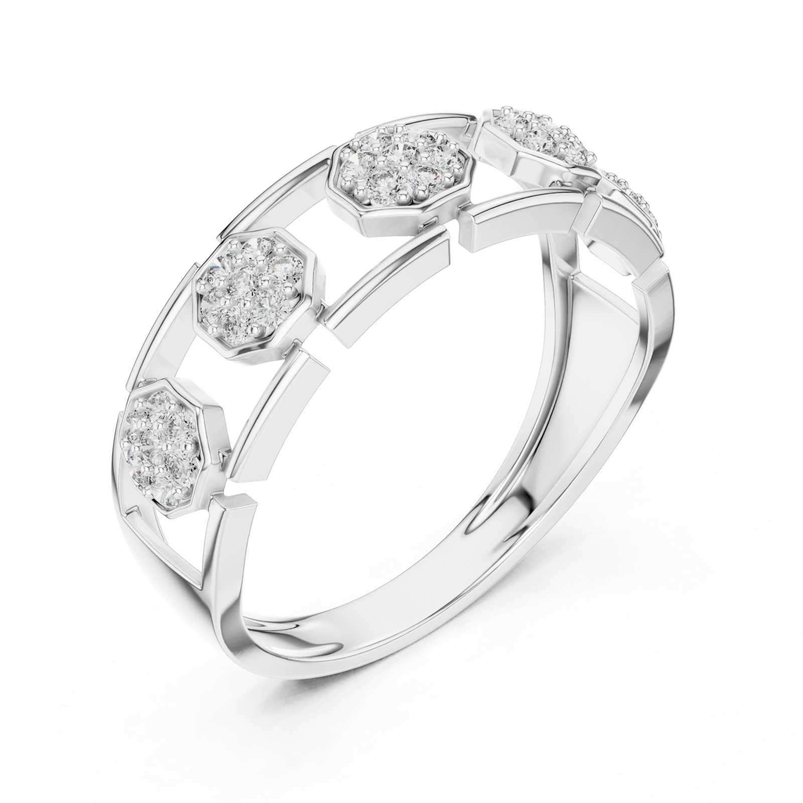  White Gold Radiant Harmony Fleur Ring Right View
