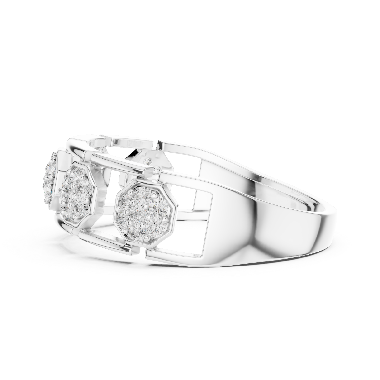  White Gold Radiant Harmony Fleur Ring Side View