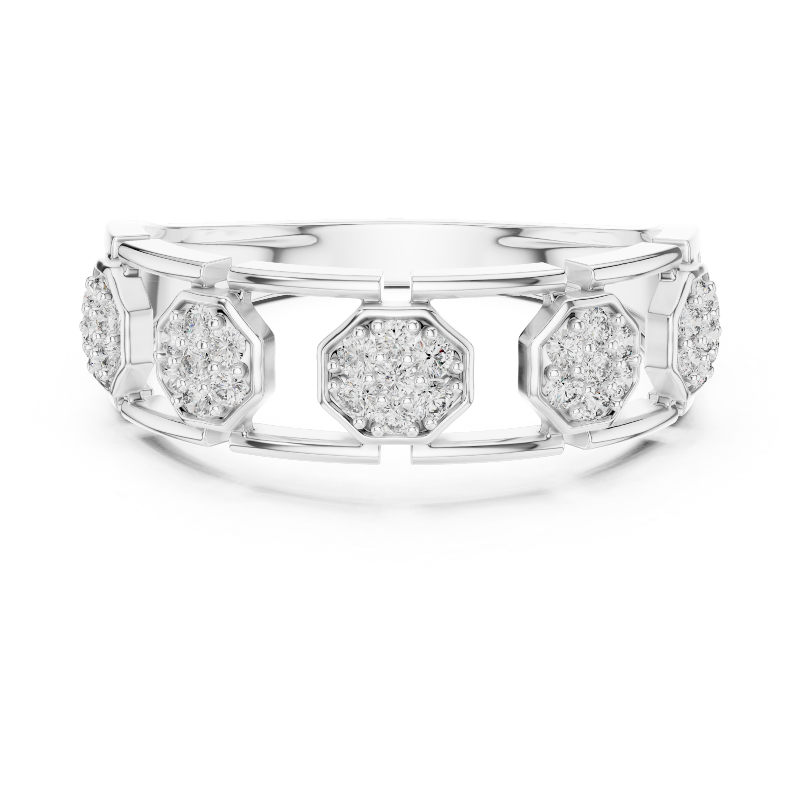  White Gold Radiant Harmony Fleur Ring Front View