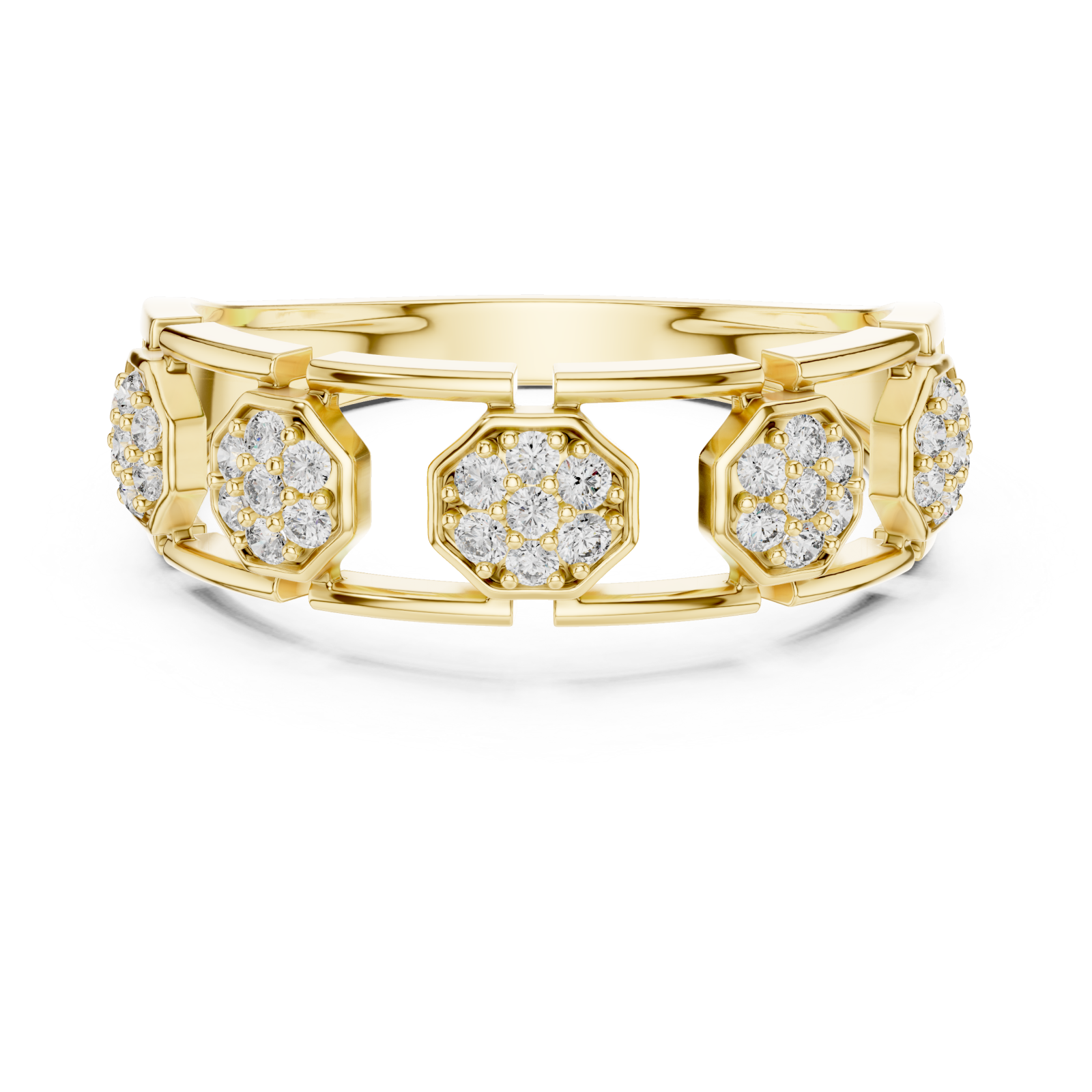  Gold Radiant Harmony Fleur Ring Front View