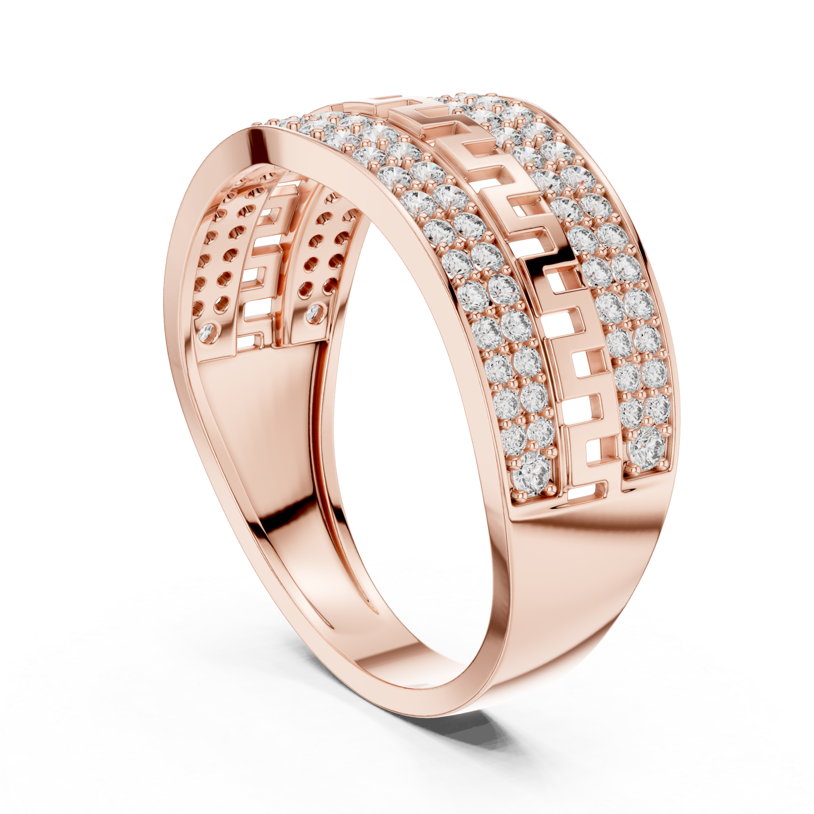  Rose Gold Geometric Muse Openwork Fashion Ring Left View
