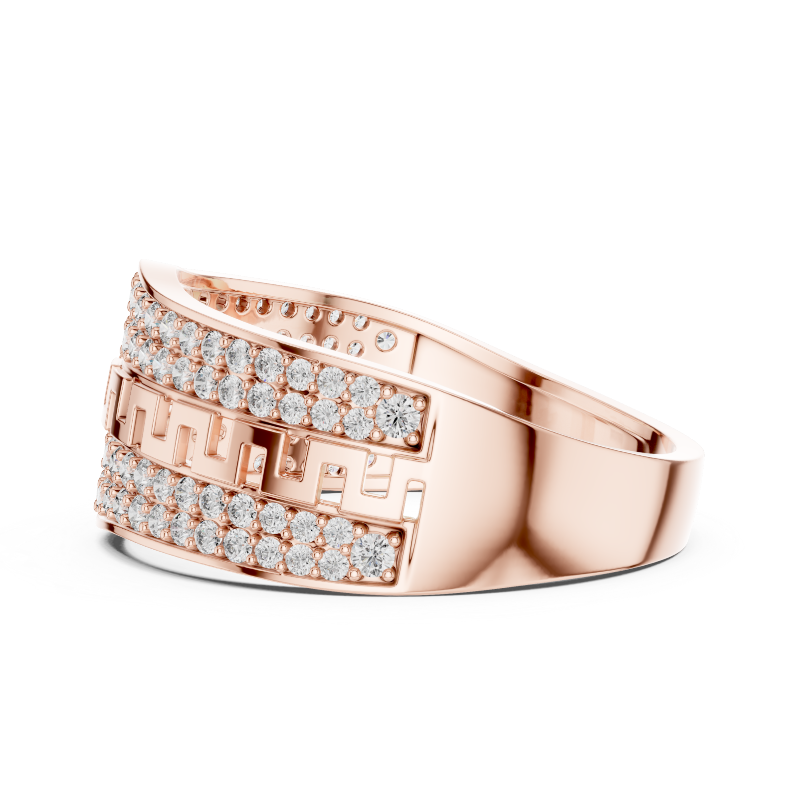  Rose Gold Geometric Muse Openwork Fashion Ring Side View