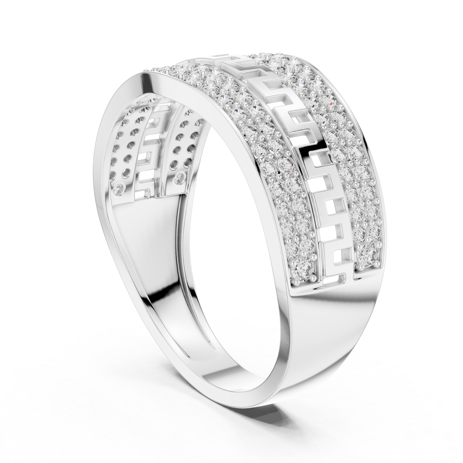  White Gold Geometric Muse Openwork Fashion Ring Left View