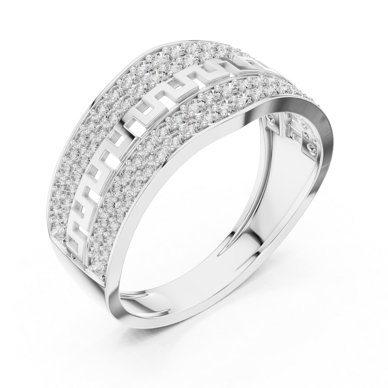  White Gold Geometric Muse Openwork Fashion Ring Right View