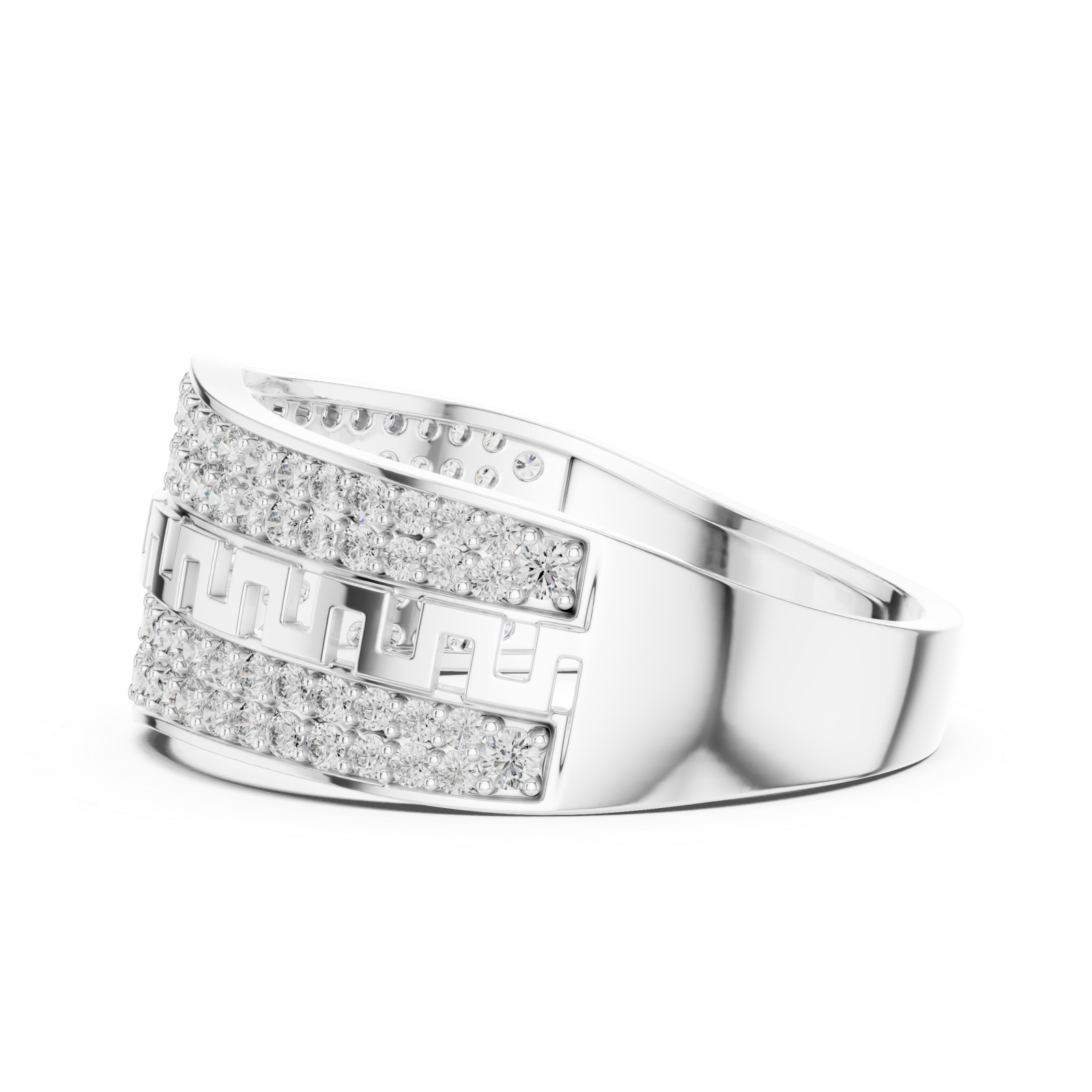  White Gold Geometric Muse Openwork Fashion Ring Side View