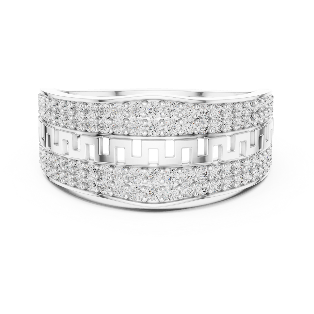 White Gold Geometric Muse Openwork Fashion Ring Right View