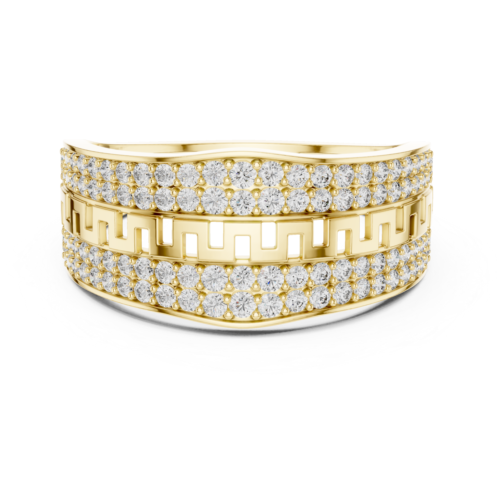  Gold Geometric Muse Openwork Fashion Ring Front View