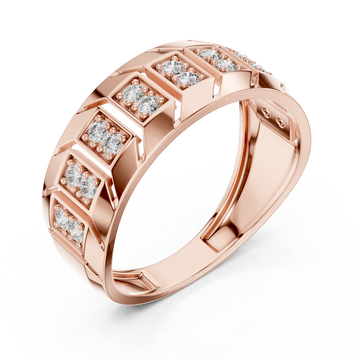  Rose Gold Regal Mosaic Dual Layered Band Ring Right View