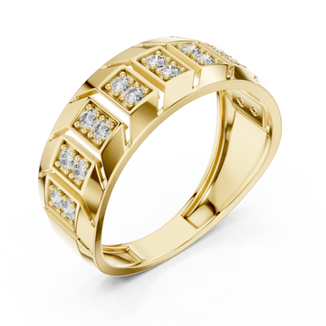 Gold Regal Mosaic Dual Layered Band Ring Right View