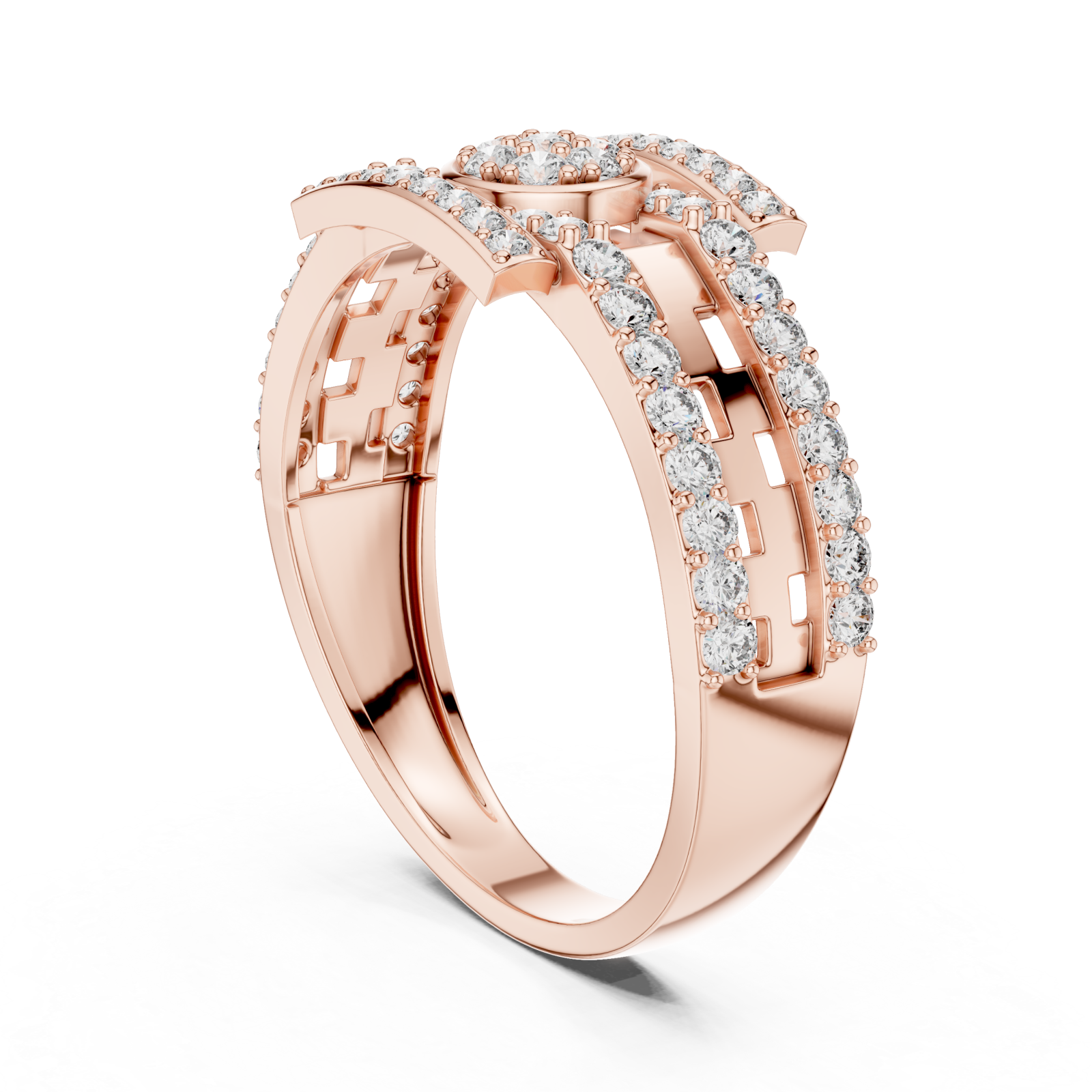  Rose Gold Luminous Dual Harmony Cocktail Ring Left View