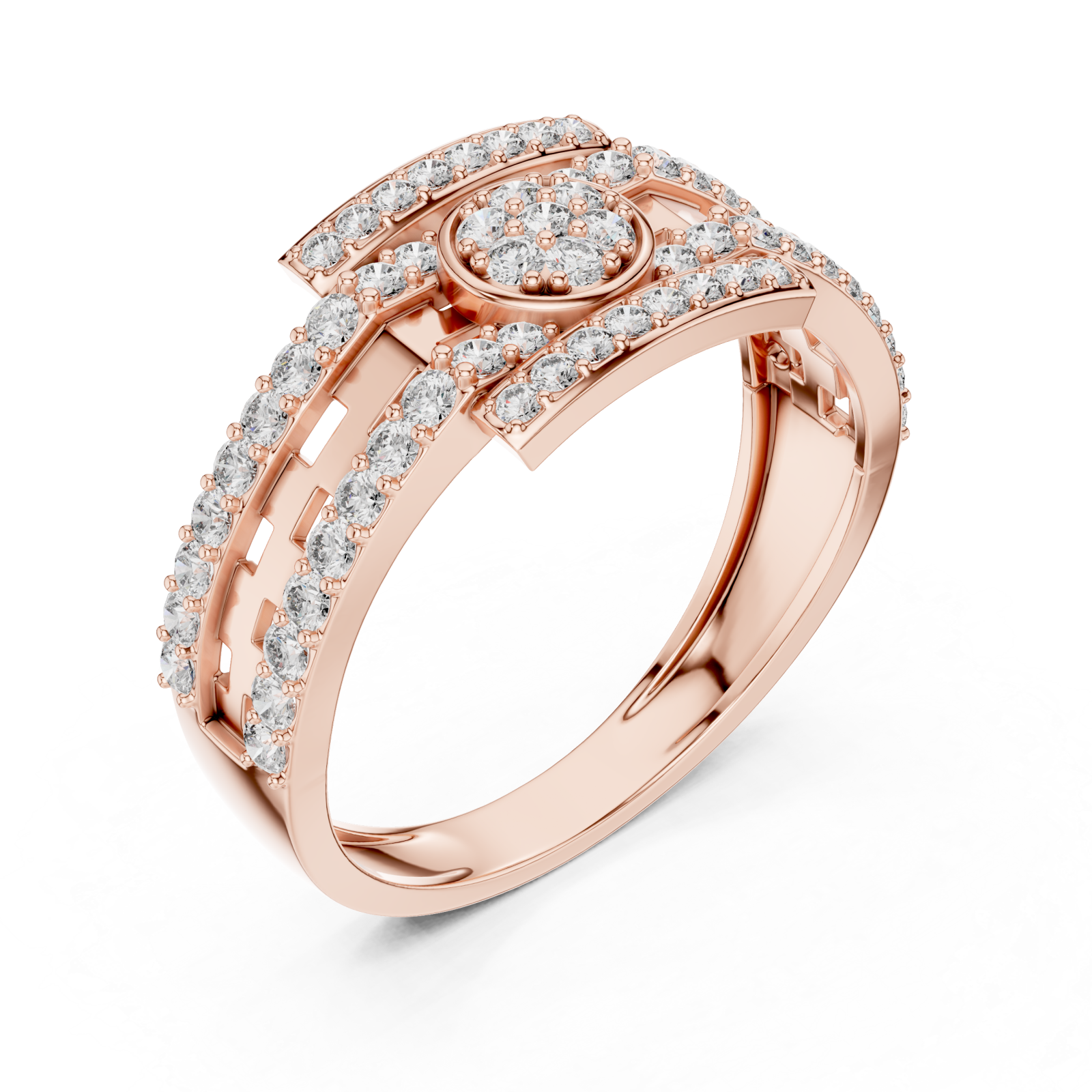  Rose Gold Luminous Dual Harmony Cocktail Ring Right View